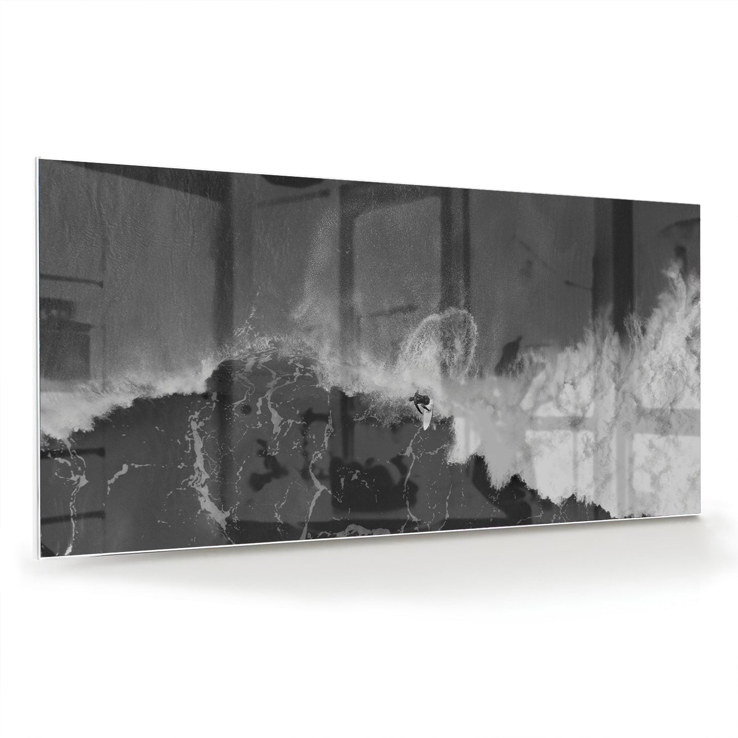 Abstraktes Schwarz-Weiß-Glasbild für ein modernes Interieur – Glasbild aus Sicherheitsglas, Größe 70x70_rond