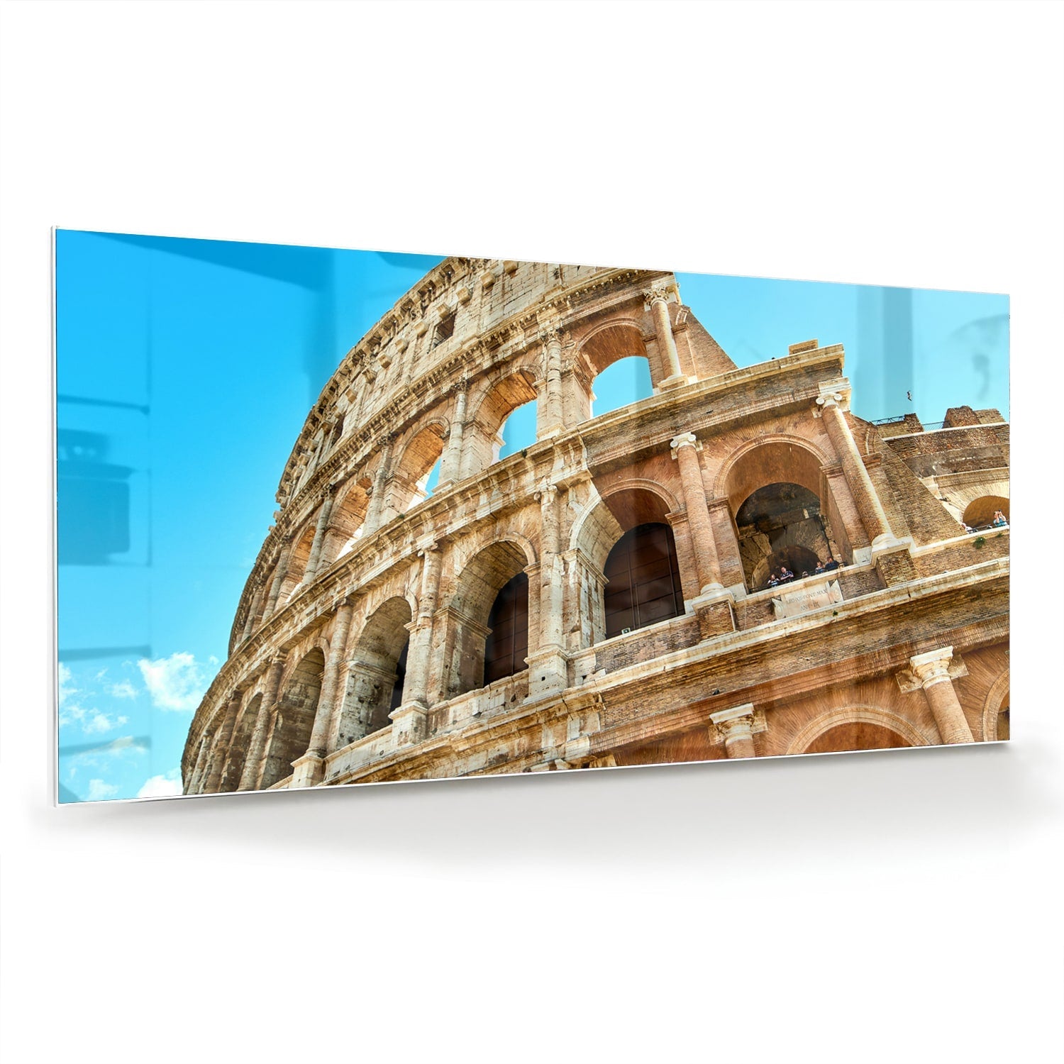 Glasbild mit dem Kolosseum in Rom – Glasbild aus Sicherheitsglas, Größe 70x70_rond