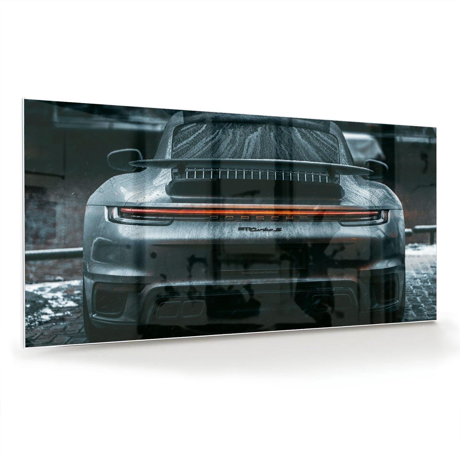 Elegantes Glasbild mit einem Sportwagen – Glasbild aus Sicherheitsglas, Größe 70x70_rond