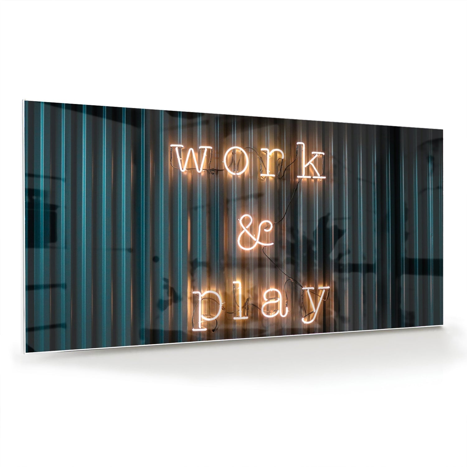 Glasbild mit 'Work & Play' Beleuchtung – Glasbild aus Sicherheitsglas, Größe 70x70_rond