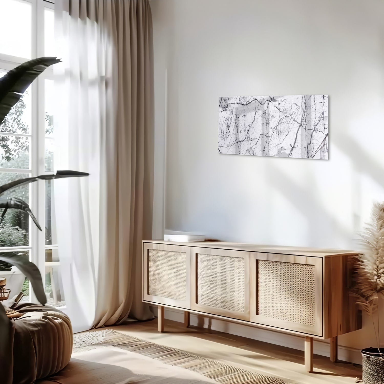 Glasbild mit abstrakter Aststruktur – Glasbild aus Sicherheitsglas, Größe 100x50