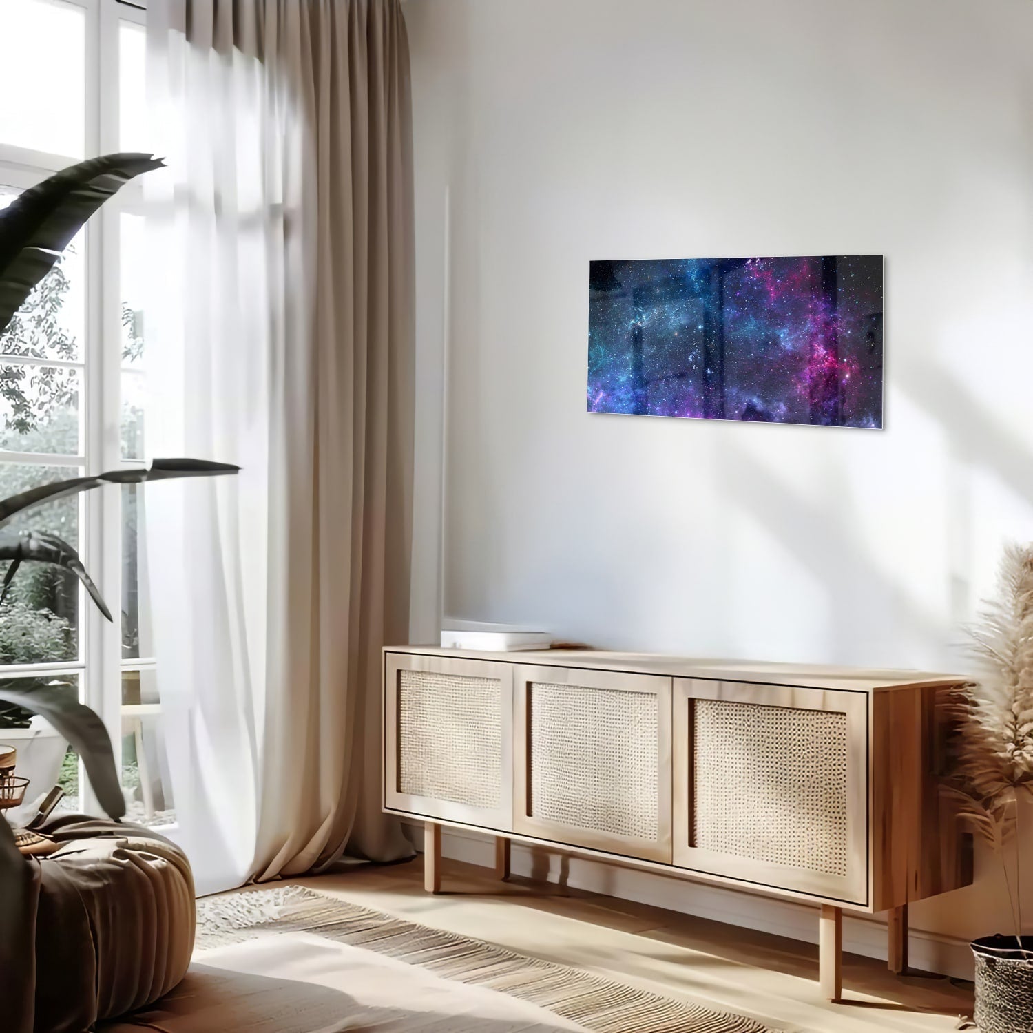 Magisches Glasbild mit dem Universum – Glasbild aus Sicherheitsglas, Größe 100x50