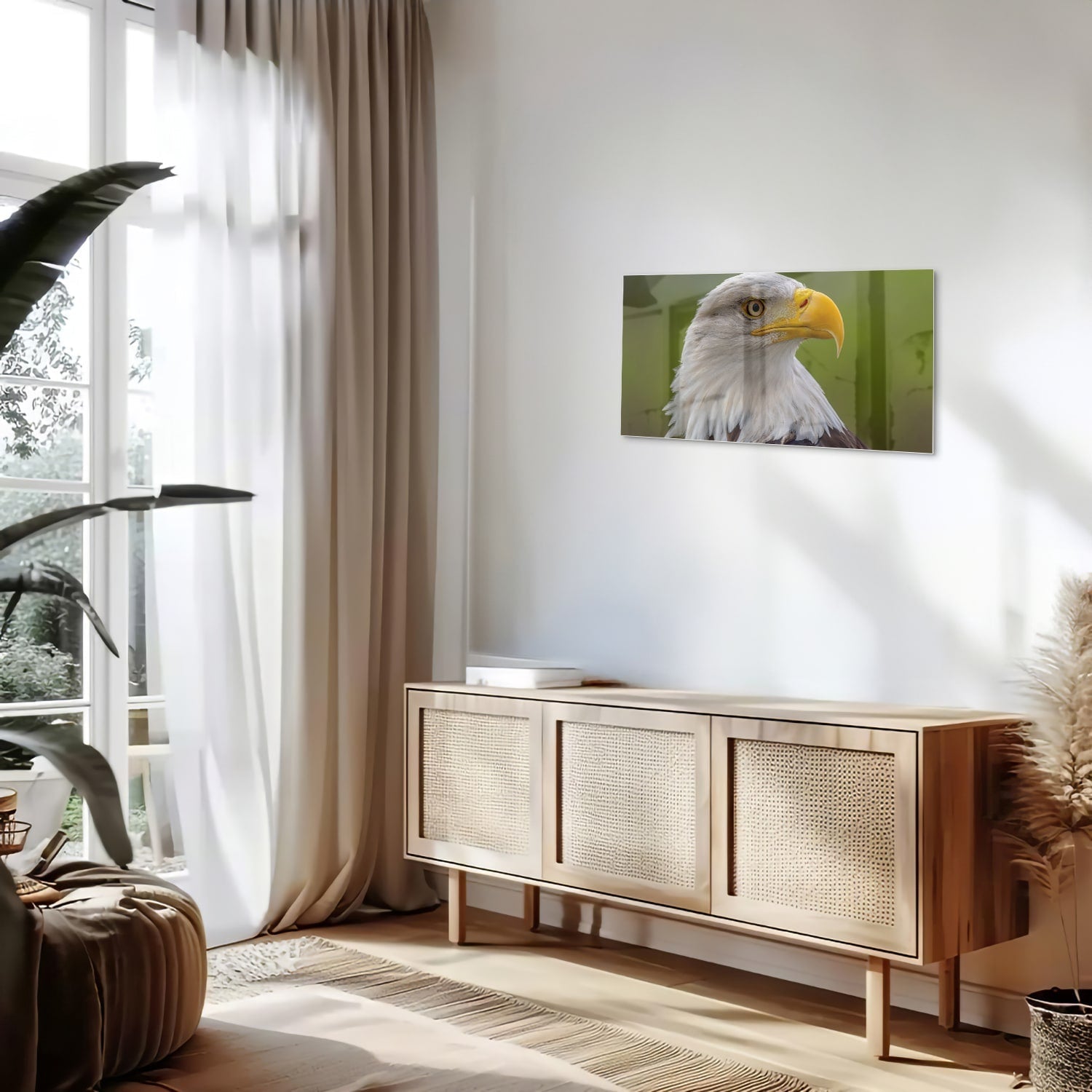 Glasbild mit majestätischem amerikanischen Weißkopfseeadler – Glasbild aus Sicherheitsglas, Größe 100x50