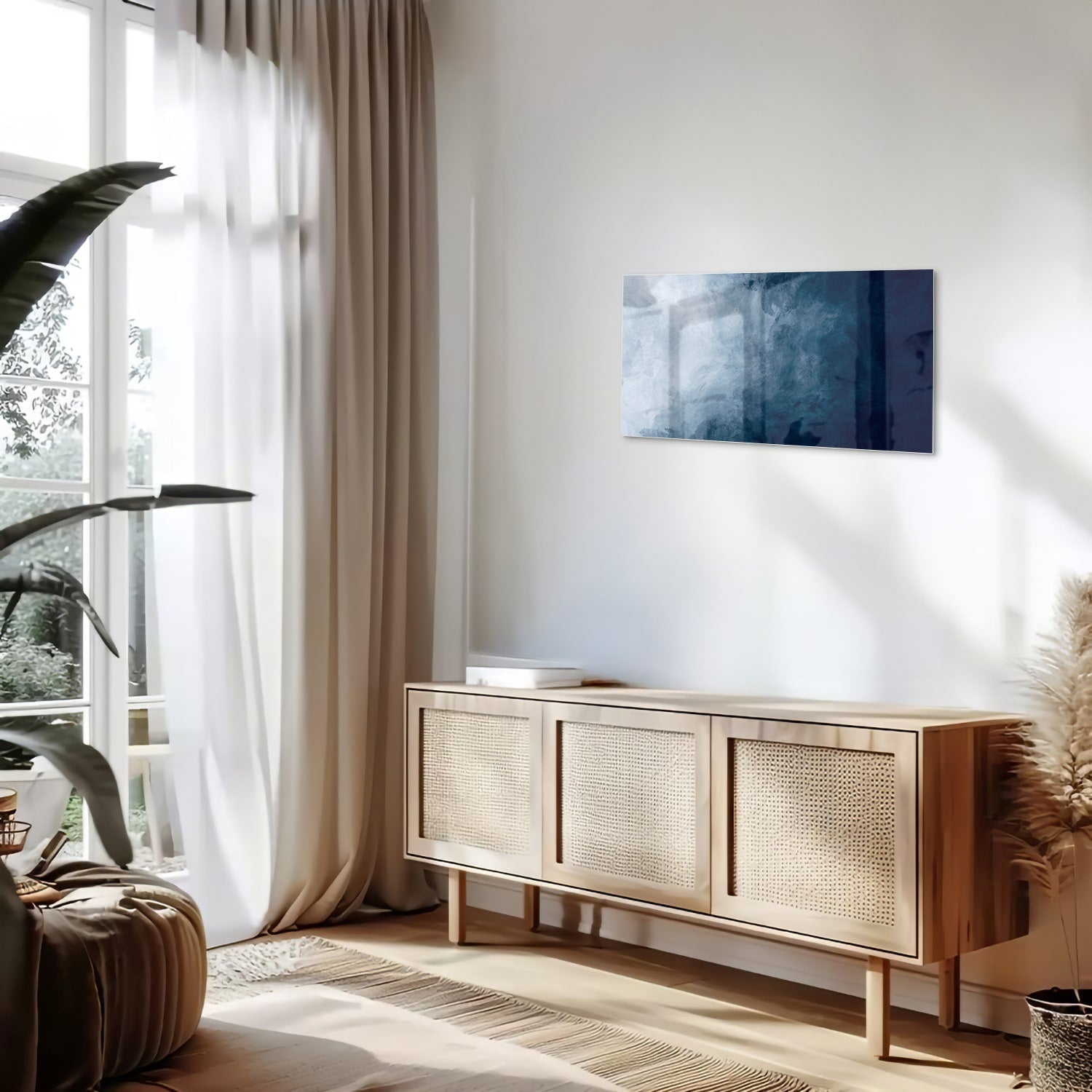 Königsblaues Glasbild – verschiedene Größen – Glasbild aus Sicherheitsglas, Größe 100x50