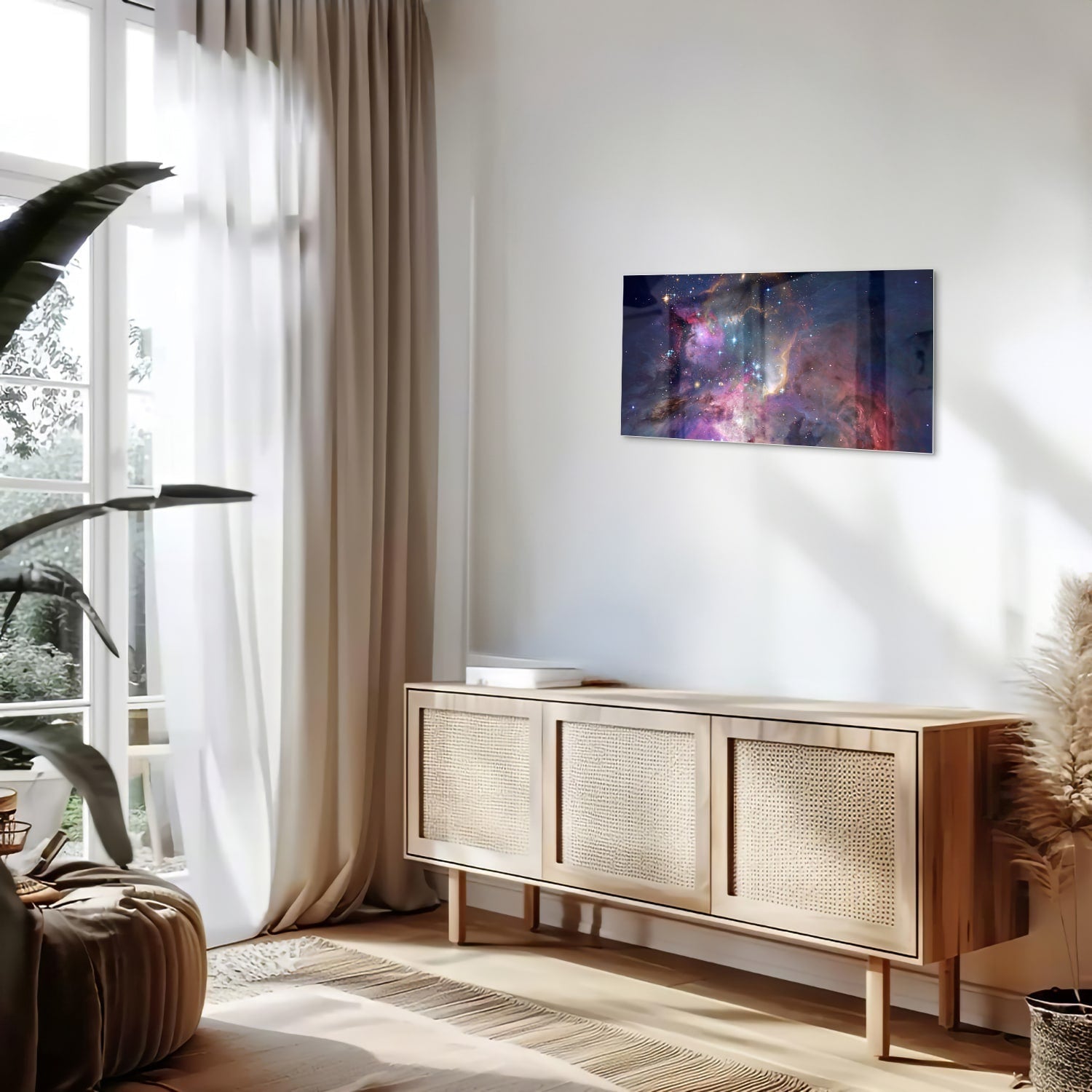 Zauberhaftes Glasbild mit dem Universum – Glasbild aus Sicherheitsglas, Größe 100x50