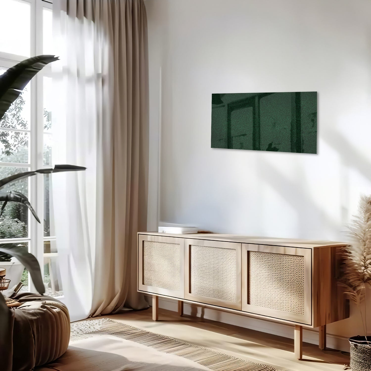 Minimalistisches grünes Glasbild für moderne Einrichtungen – Glasbild aus Sicherheitsglas, Größe 100x50