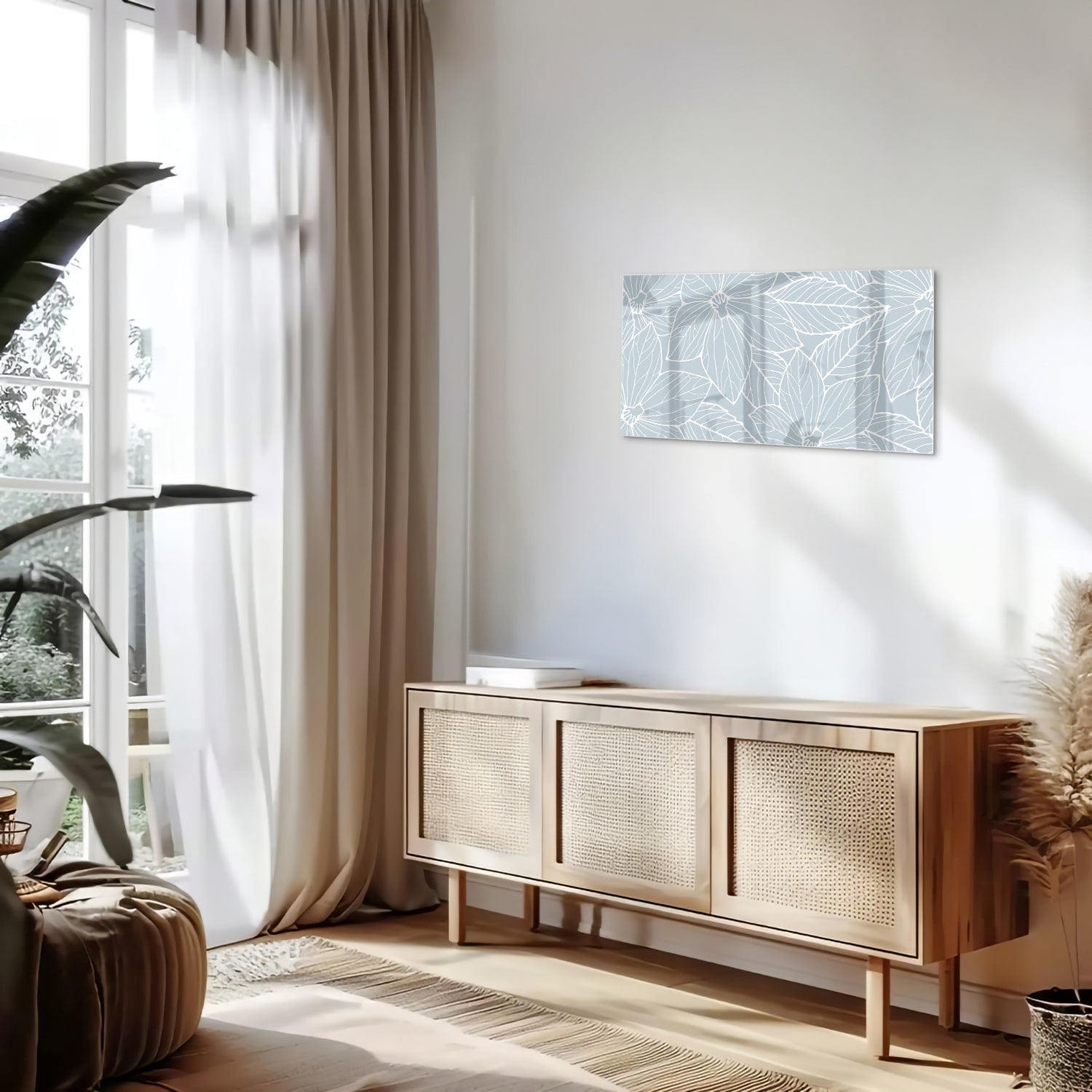 Stilvolles Glasbild mit botanischen Motiven – Glasbild aus Sicherheitsglas, Größe 100x50