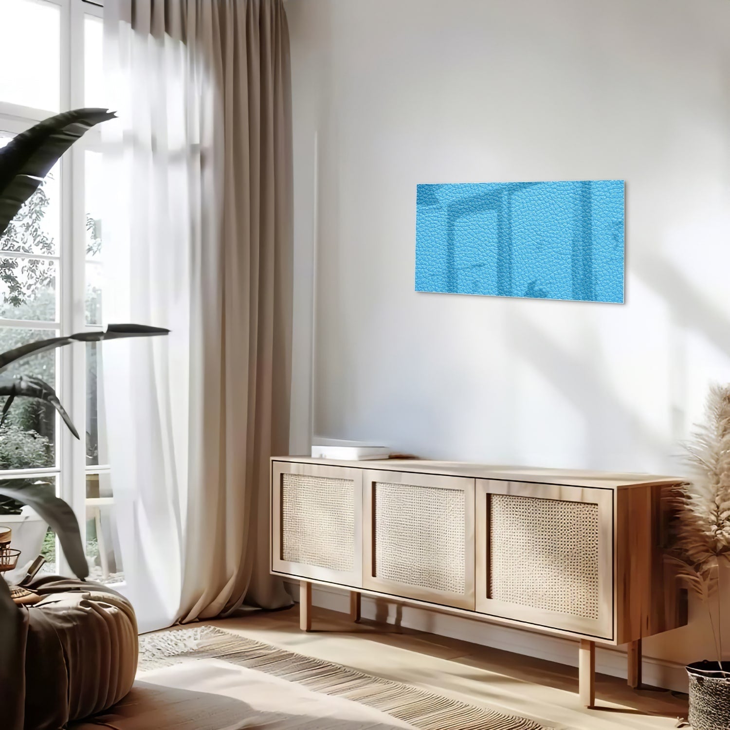 Modernes blaues Glasbild für ein stilvolles Interieur – Glasbild aus Sicherheitsglas, Größe 100x50