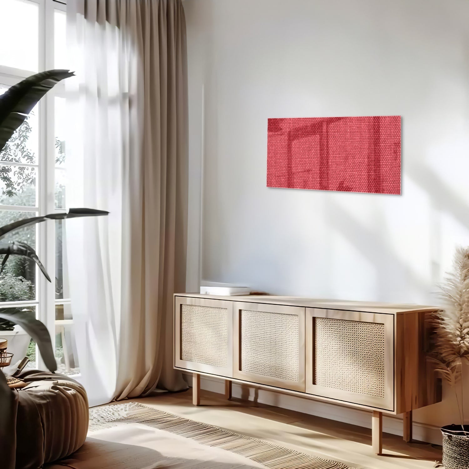 Modernes Glasbild in klarem Rot – Glasbild aus Sicherheitsglas, Größe 100x50