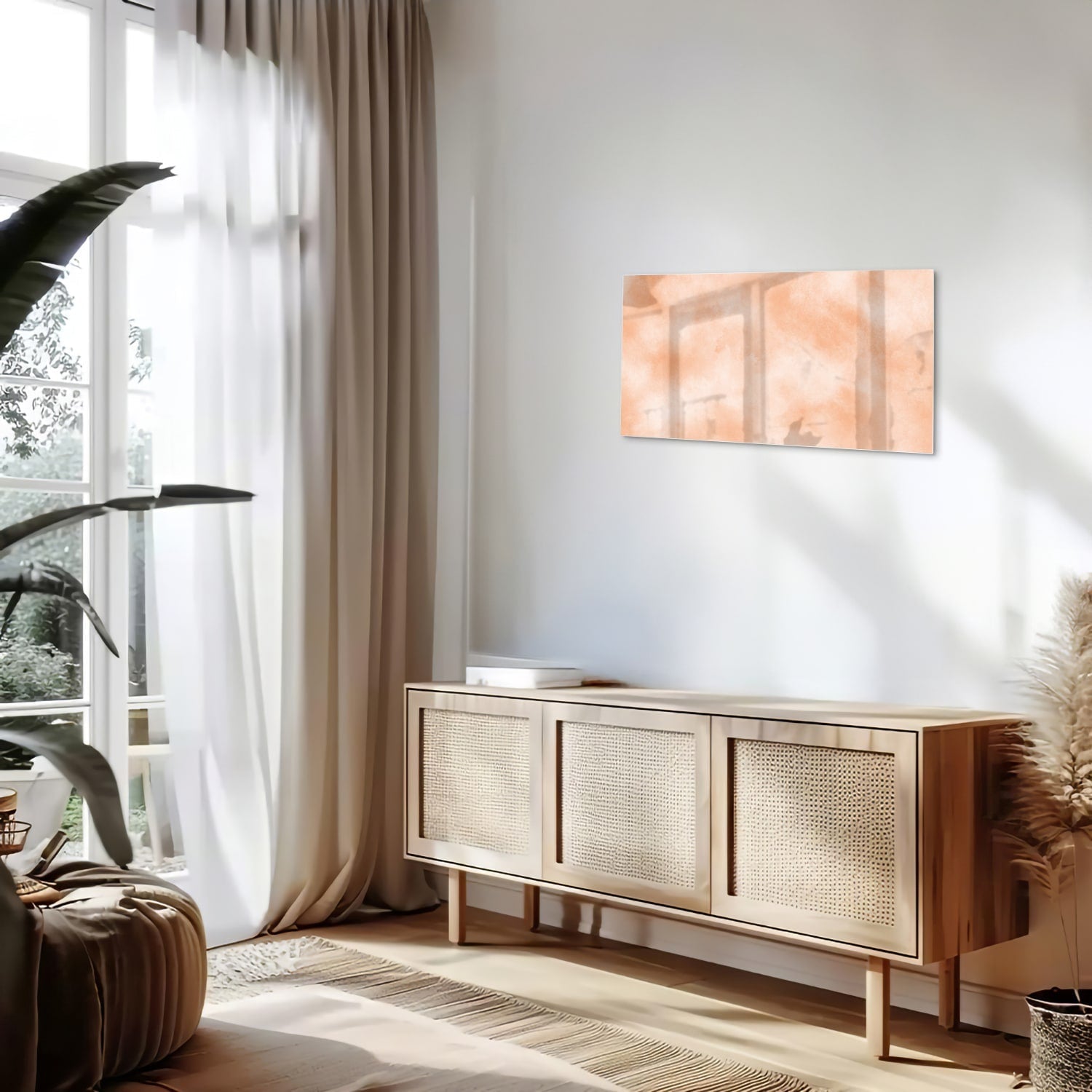 Glasbild in warmen Farbtönen für ein elegantes Interieur – Glasbild aus Sicherheitsglas, Größe 100x50