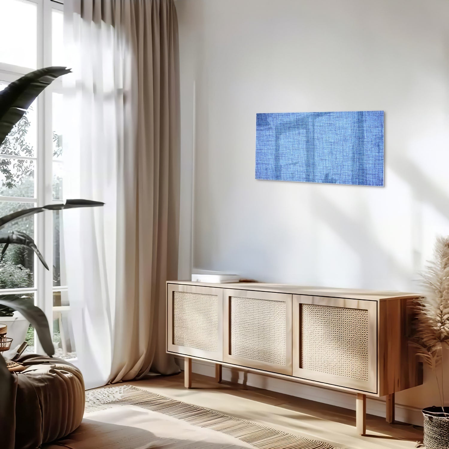 Elegantes blaues Glasbild für moderne Innenräume – Glasbild aus Sicherheitsglas, Größe 100x50