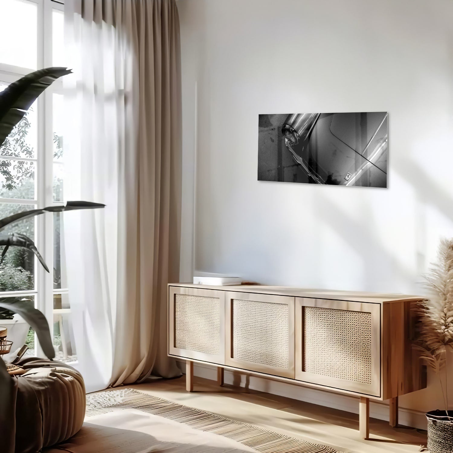 Elegantes Glasbild mit modernem abstraktem Design – Glasbild aus Sicherheitsglas, Größe 100x50