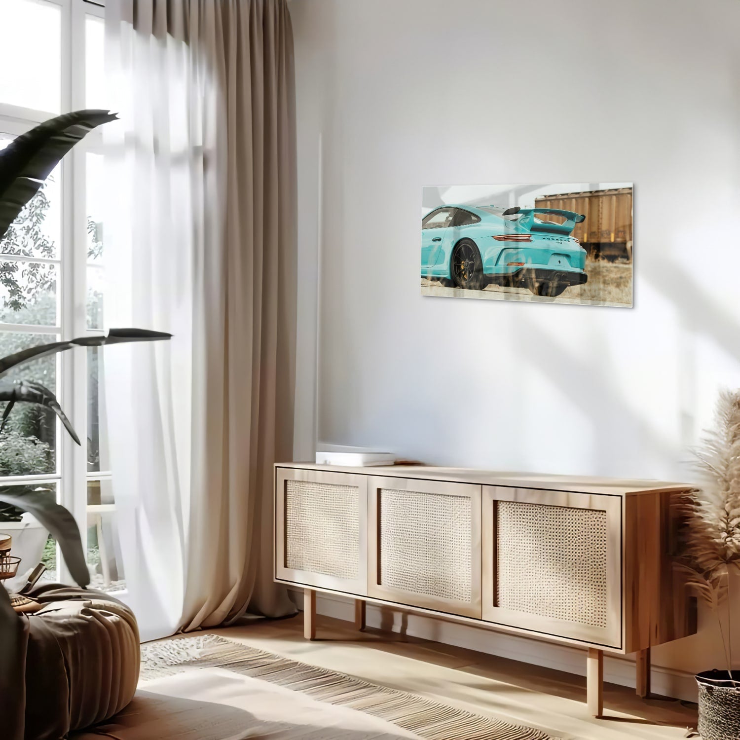 Stilvolles Glasbild mit einem Sportwagen – Glasbild aus Sicherheitsglas, Größe 100x50
