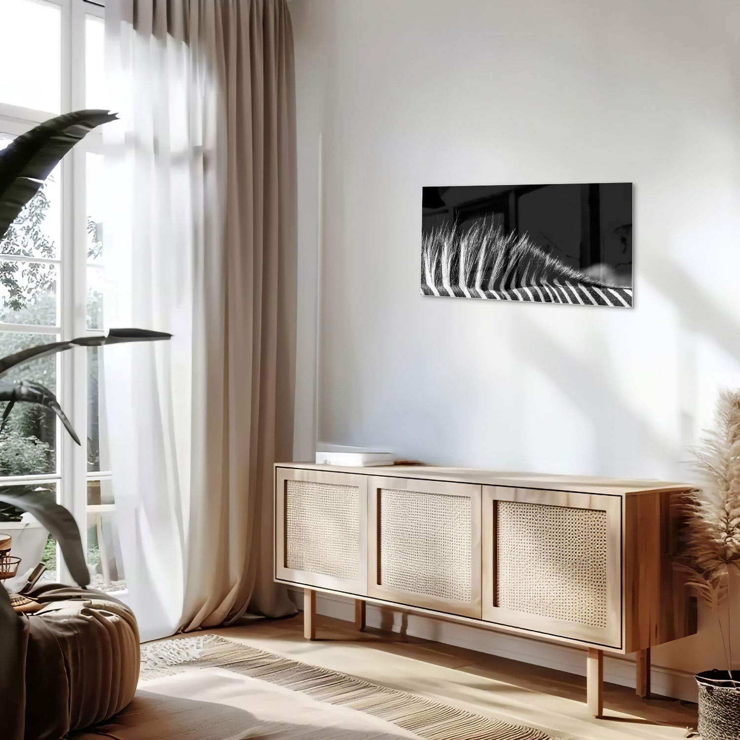 Modernes Schwarz-Weiß-Glasbild – Glasbild aus Sicherheitsglas, Größe 100x50
