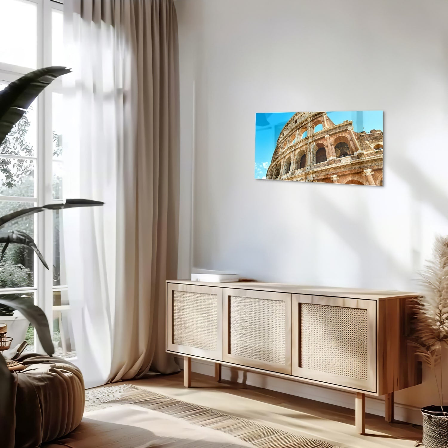 Glasbild mit dem Kolosseum in Rom – Glasbild aus Sicherheitsglas, Größe 100x50