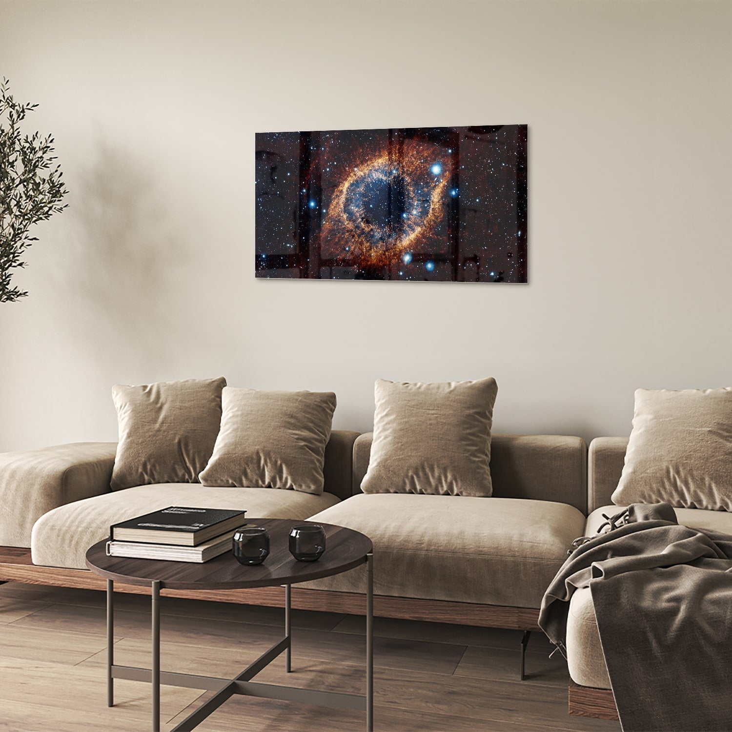 Kosmisches Glasbild mit Galaxie – Glasbild aus Sicherheitsglas, Größe 100x60