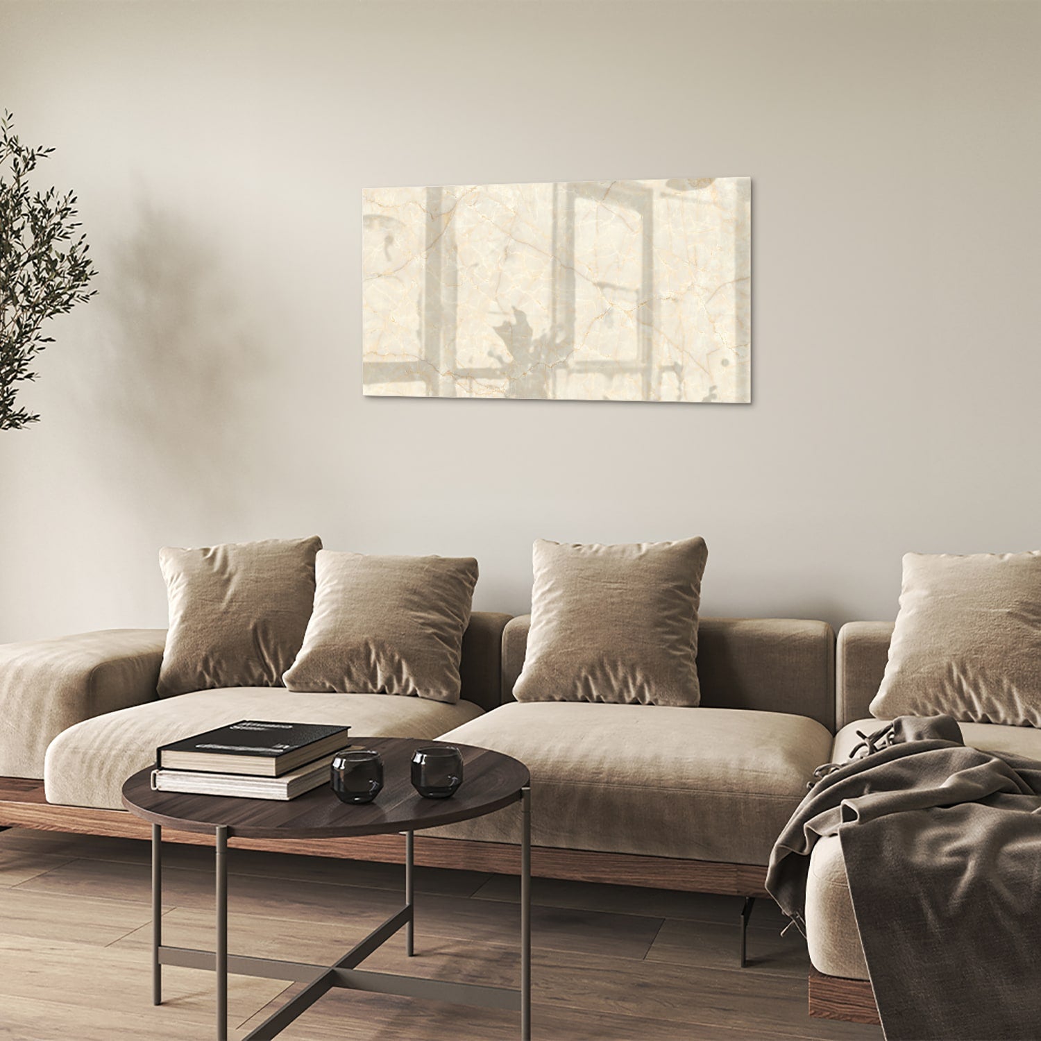 Elegantes Glasbild mit Marmormotiv – Glasbild aus Sicherheitsglas, Größe 100x60