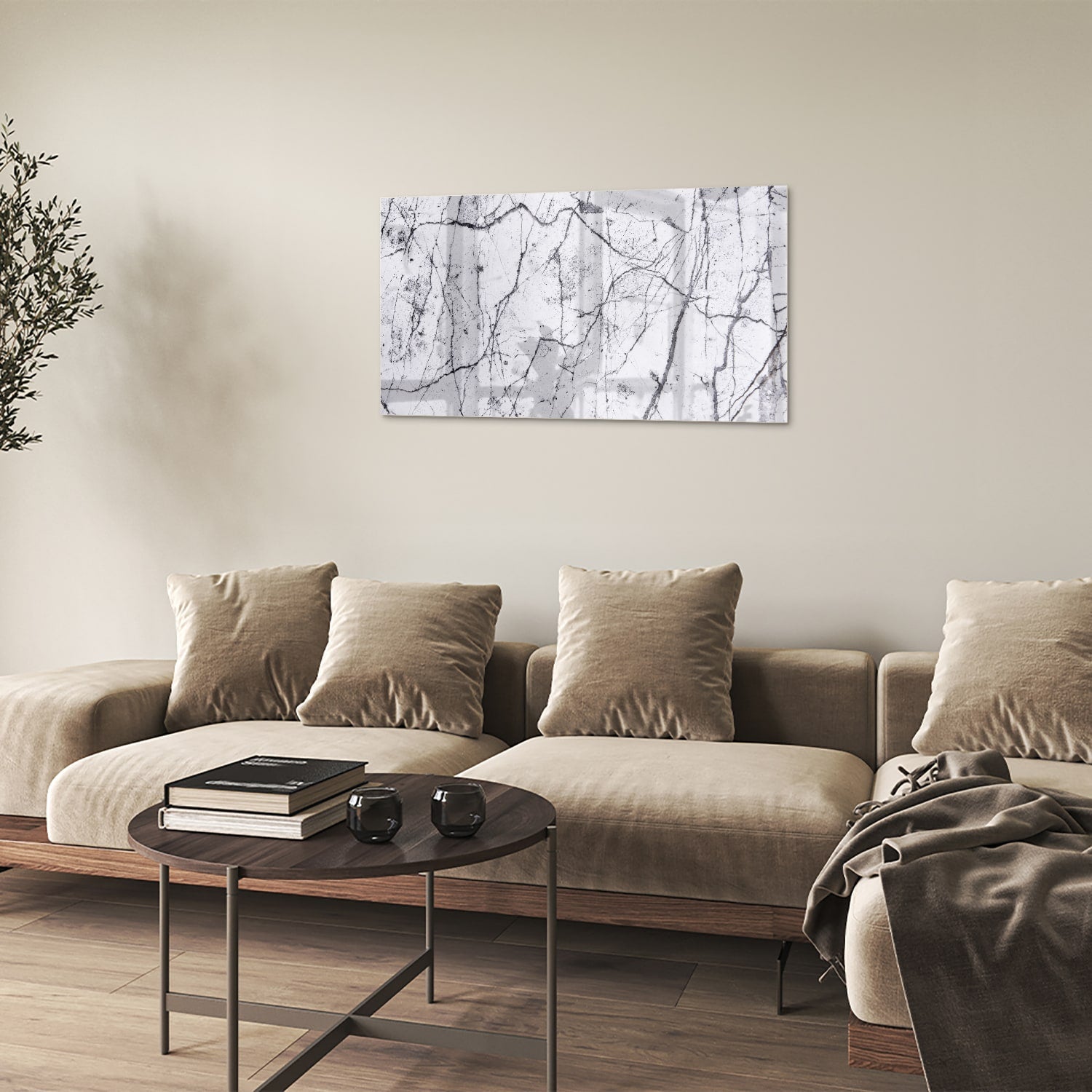 Glasbild mit abstrakter Aststruktur – Glasbild aus Sicherheitsglas, Größe 100x60