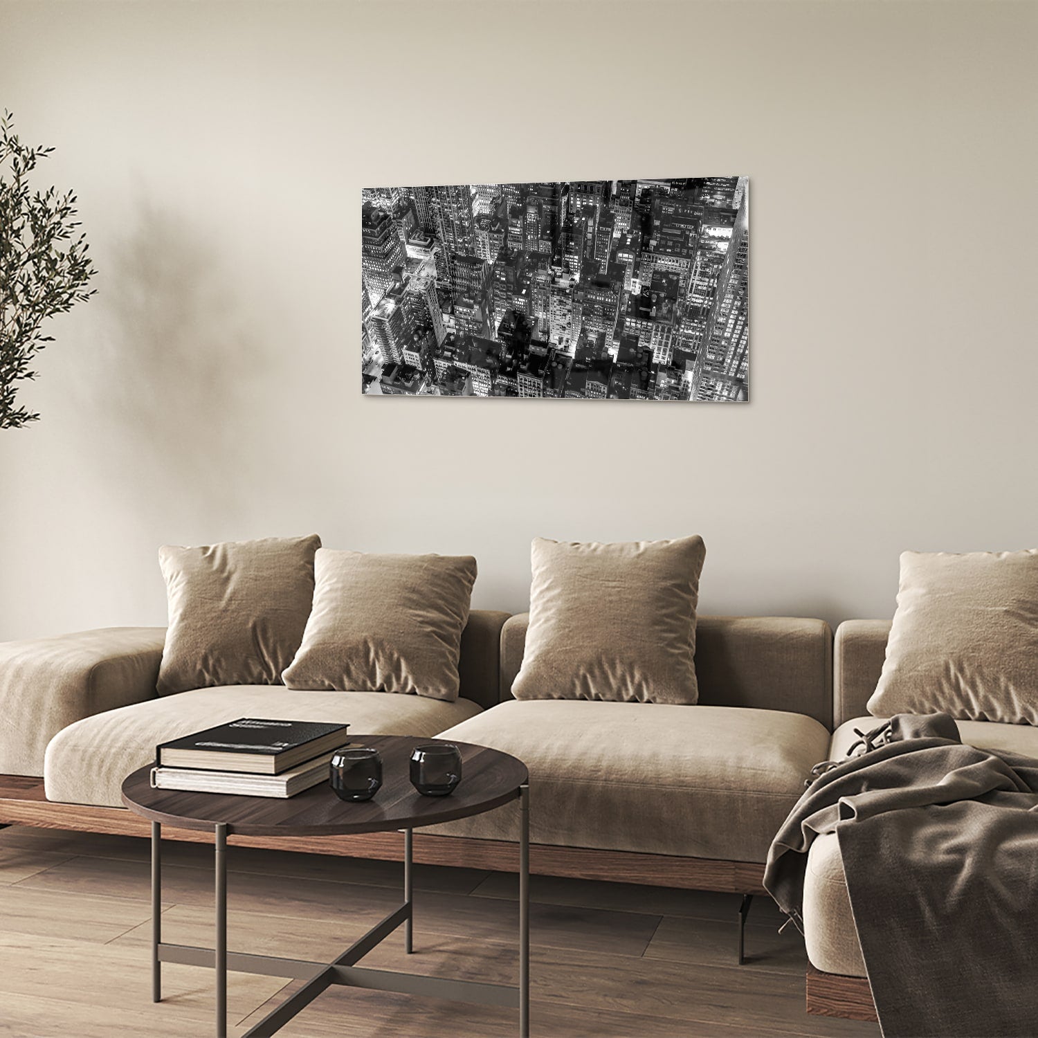 Schwarz-Weiß-Glasbild mit Stadtmotiv für ein modernes Interieur – Glasbild aus Sicherheitsglas, Größe 100x60