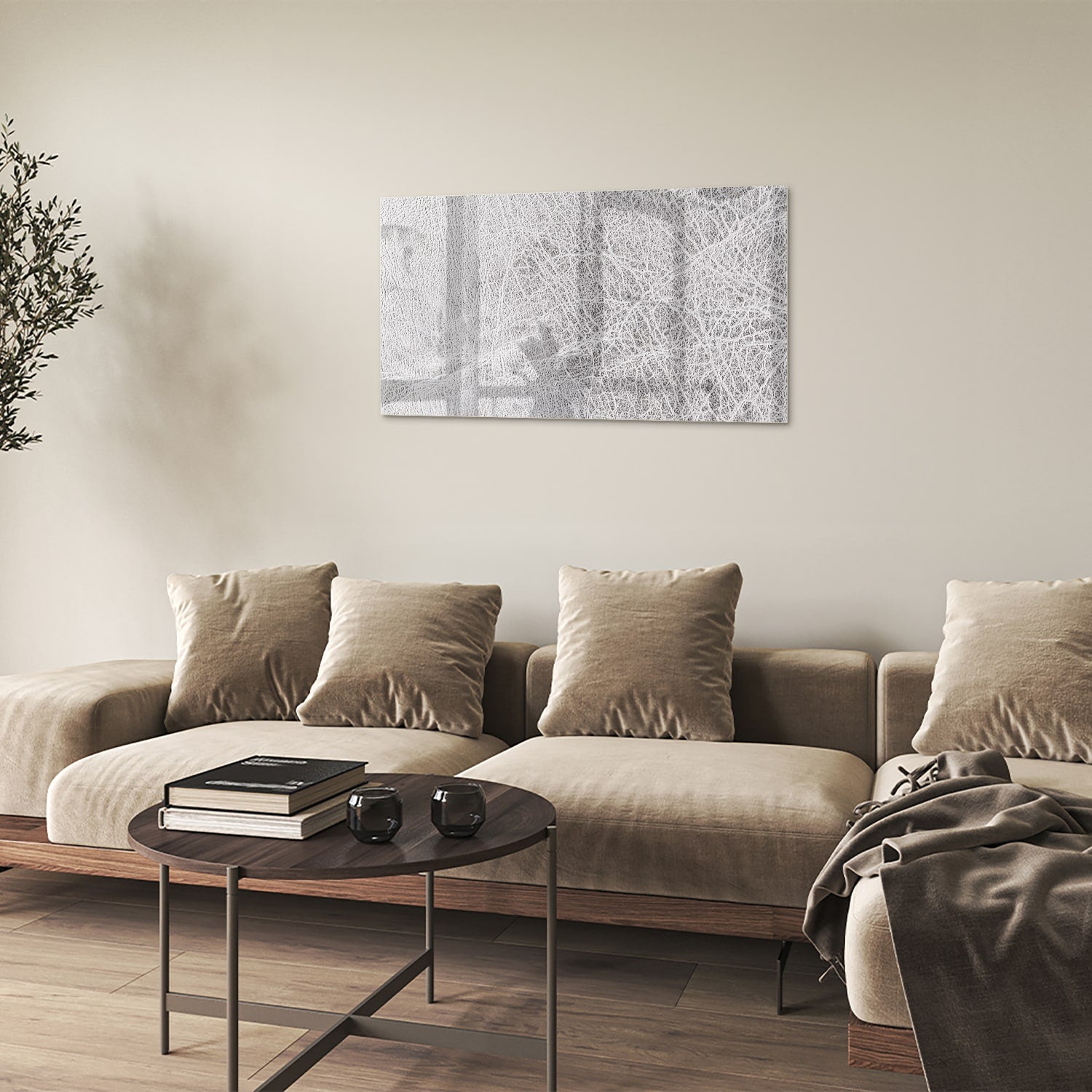 Stilvolles Glasbild mit abstrakten Linien – Glasbild aus Sicherheitsglas, Größe 100x60
