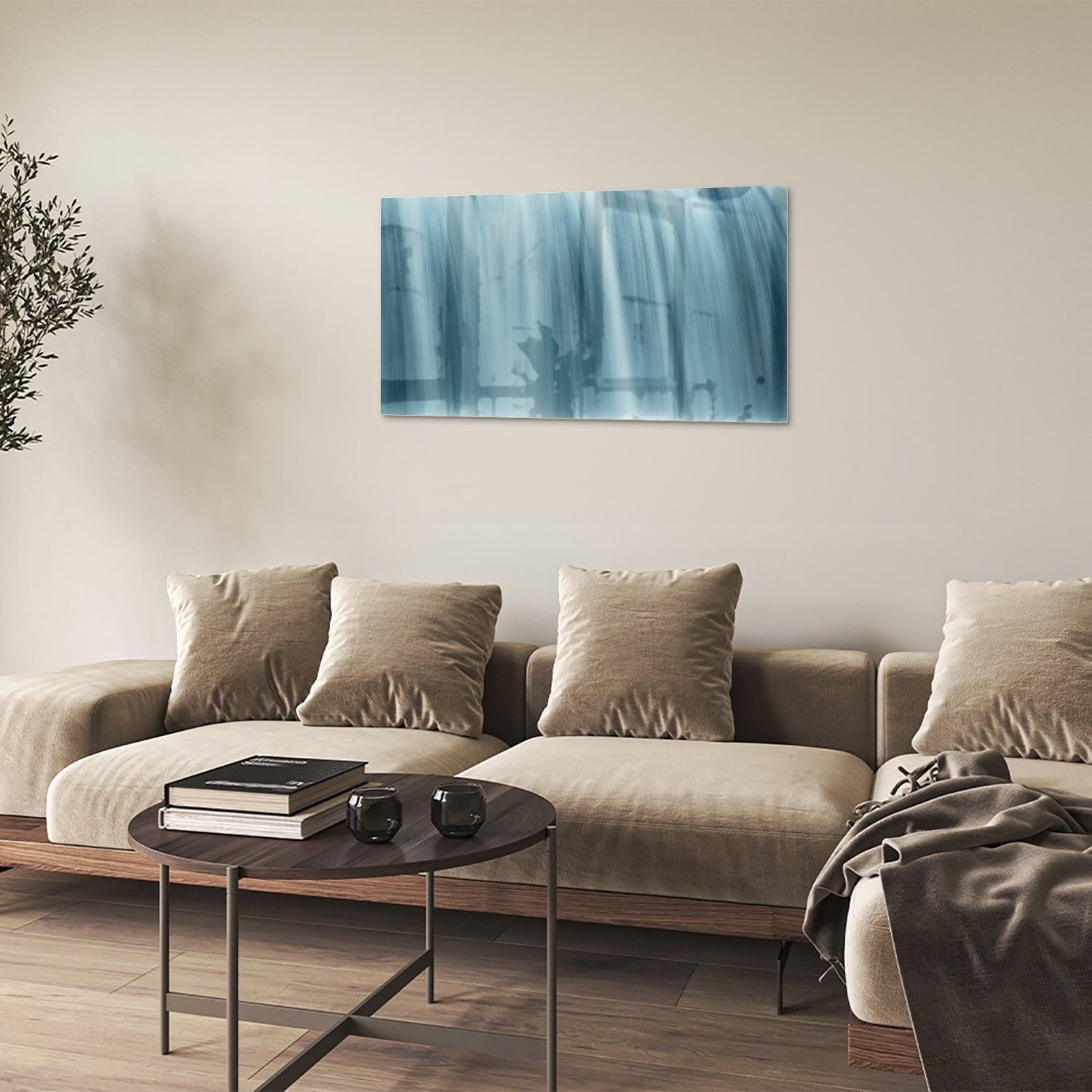 Beruhigendes Glasbild mit Wasserfällen – Glasbild aus Sicherheitsglas, Größe 100x60