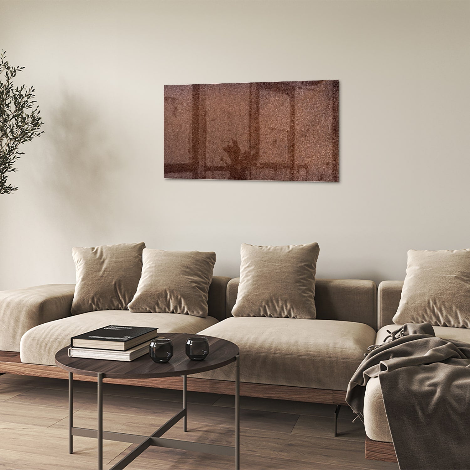 Elegantes Glasbild in Erdtönen – Glasbild aus Sicherheitsglas, Größe 100x60