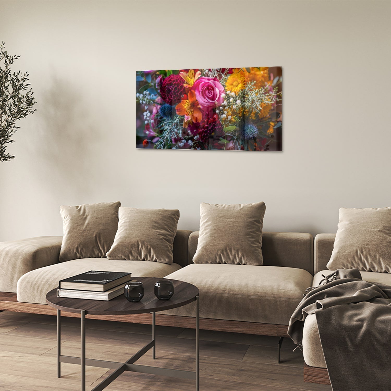 Glasbild – Bunte Blütenpracht – Glasbild aus Sicherheitsglas, Größe 100x60