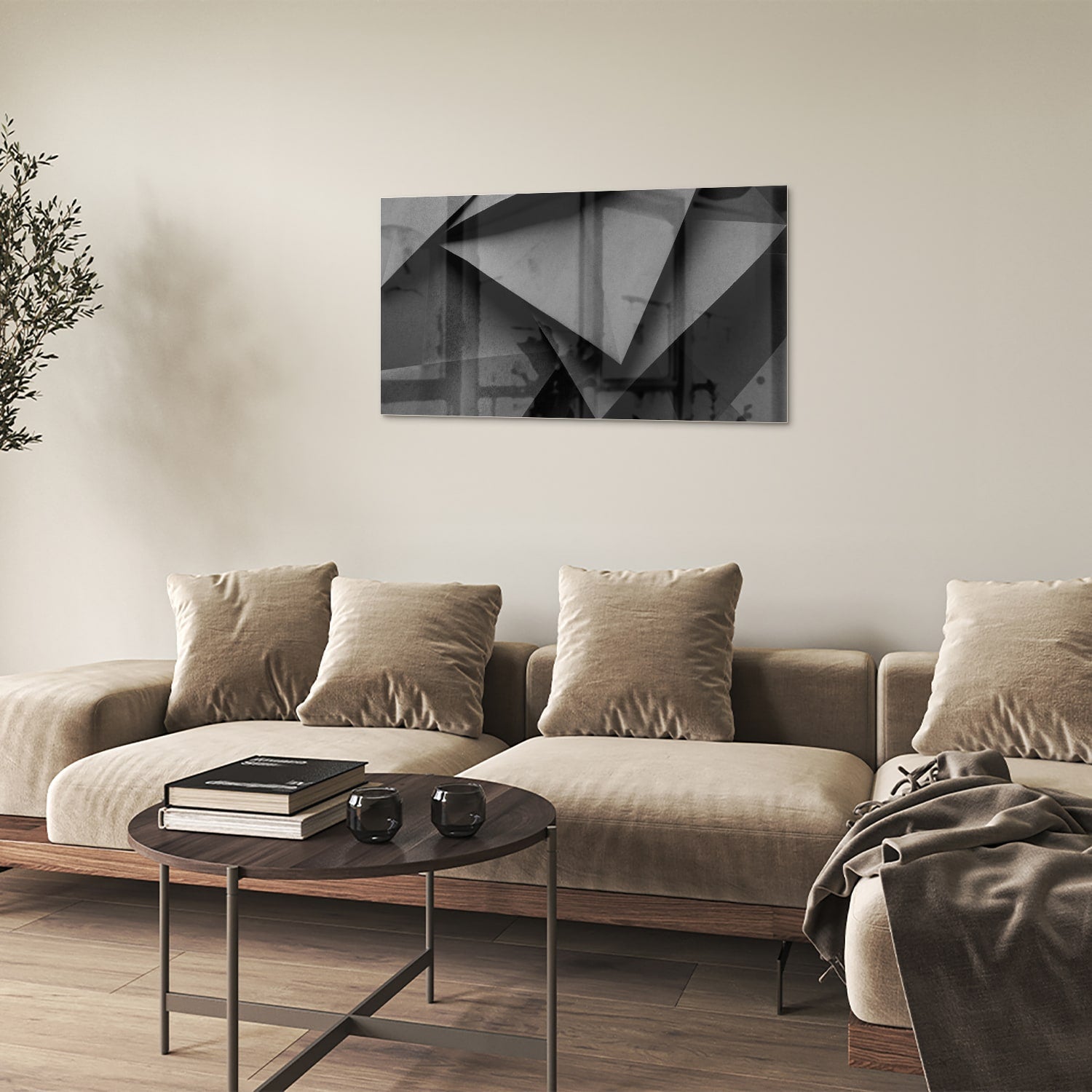 Modernes Glasbild mit geometrischem Motiv – Glasbild aus Sicherheitsglas, Größe 100x60