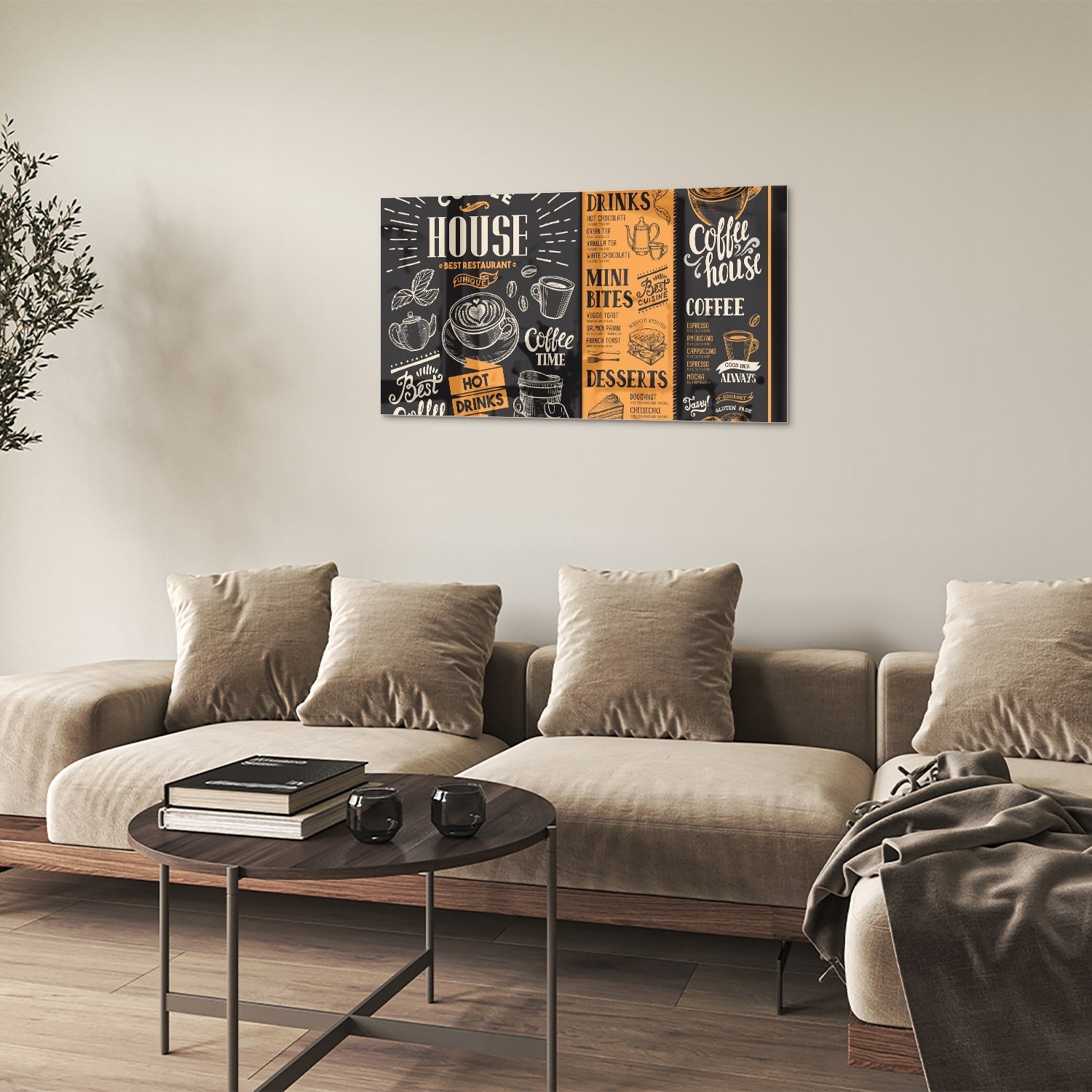 Glasbild – Vintage Coffee-House – Glasbild aus Sicherheitsglas, Größe 100x60