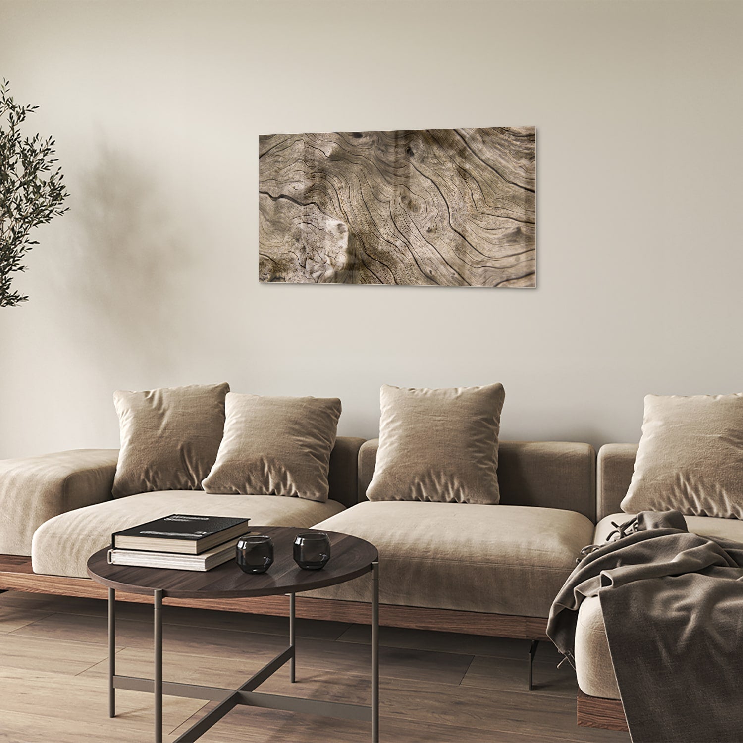 Glasbild mit Holzmaserung – Glasbild aus Sicherheitsglas, Größe 100x60