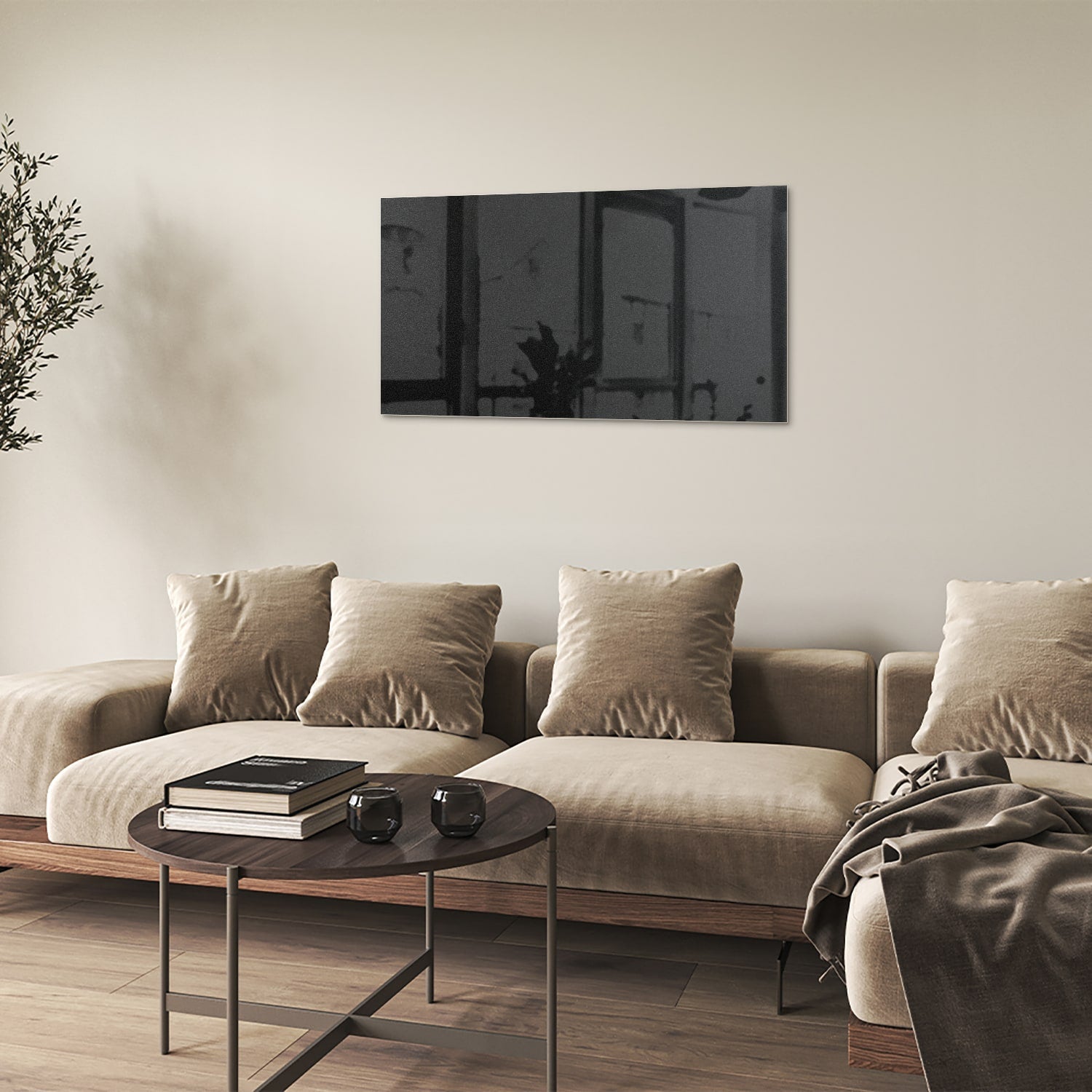 Glänzendes schwarzes Glasbild für ein modernes Interieur – Glasbild aus Sicherheitsglas, Größe 100x60