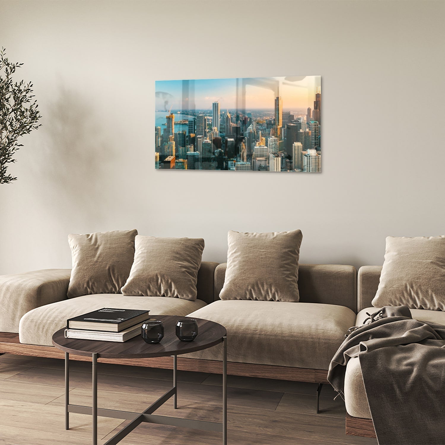 Stadtblick – Glasbild für moderne Innenräume – Glasbild aus Sicherheitsglas, Größe 100x60