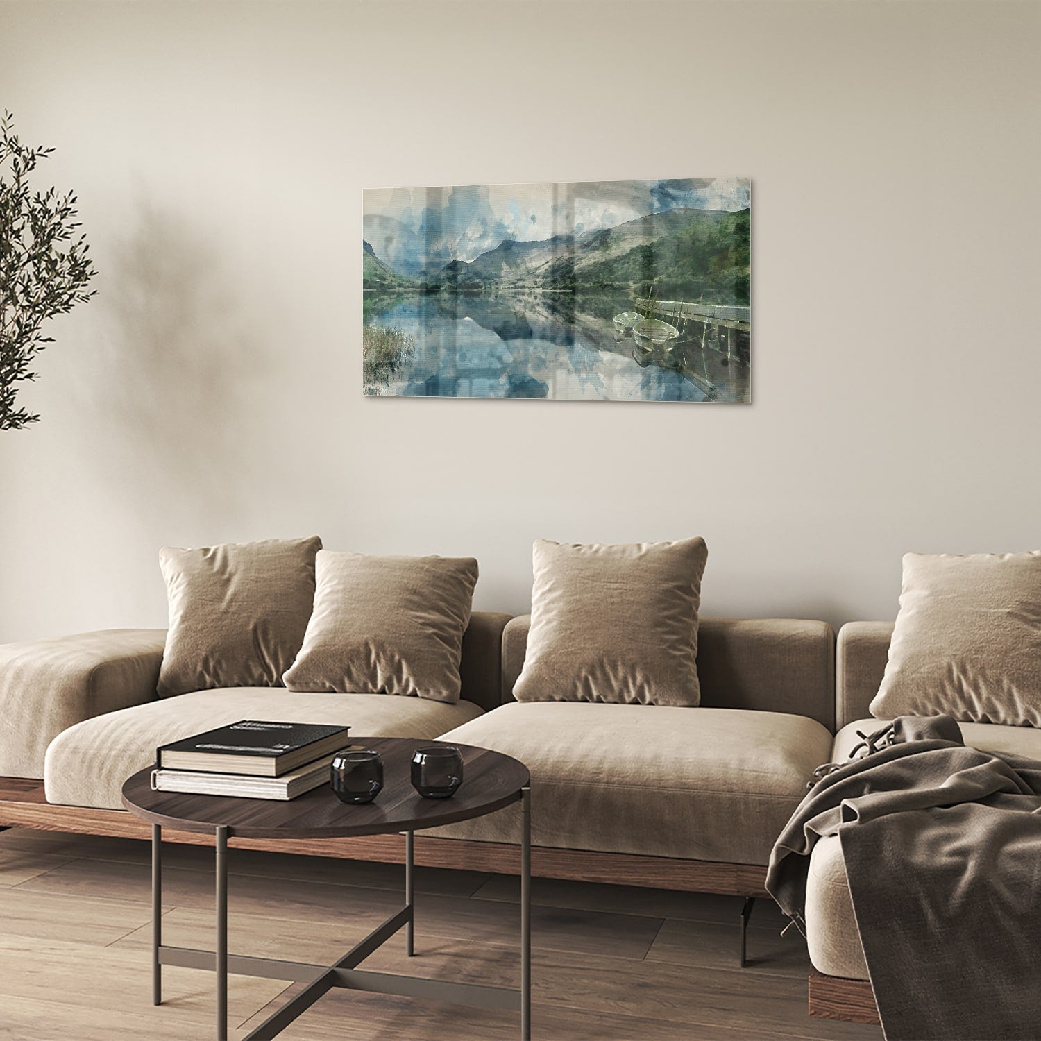 Glasbild mit einer ruhigen Landschaft – Glasbild aus Sicherheitsglas, Größe 100x60