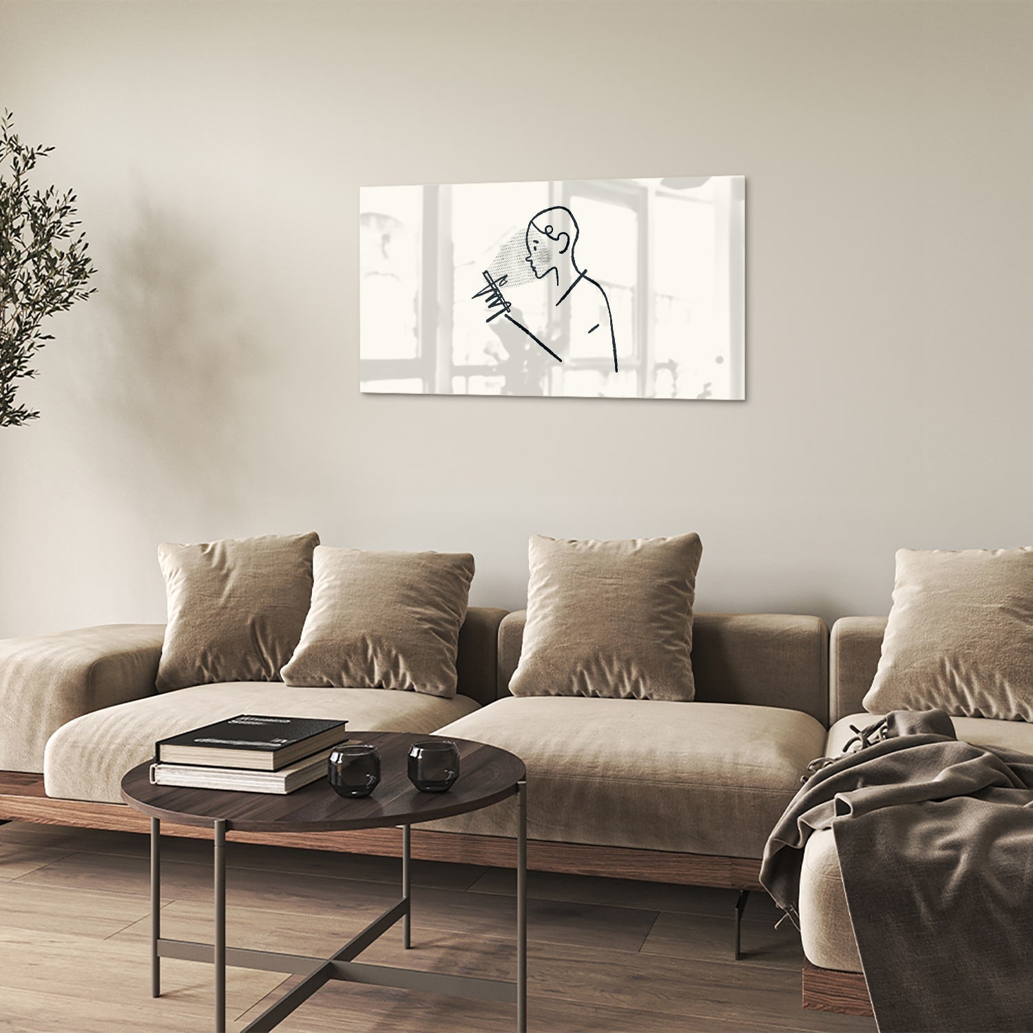 Minimalistisches Glasbild mit Linienzeichnungen – Glasbild aus Sicherheitsglas, Größe 100x60