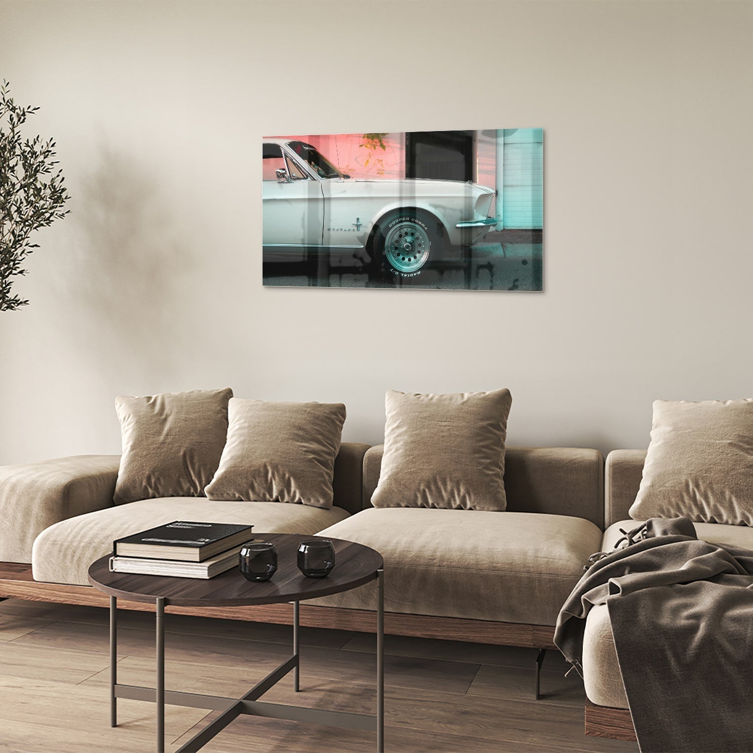 Vintage-Auto-Glasbild für luxuriöse Innenräume – Glasbild aus Sicherheitsglas, Größe 100x60