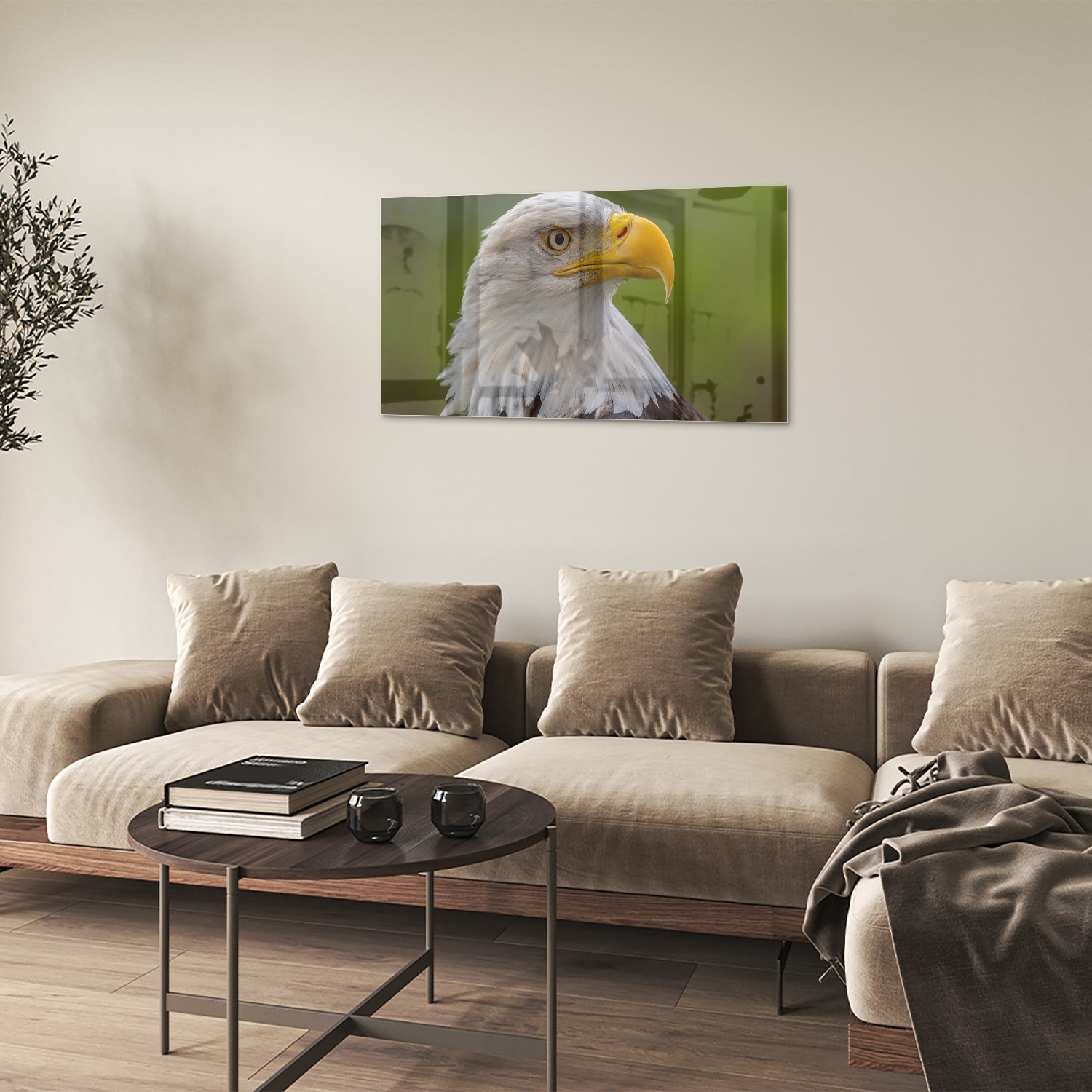 Glasbild mit majestätischem amerikanischen Weißkopfseeadler – Glasbild aus Sicherheitsglas, Größe 100x60