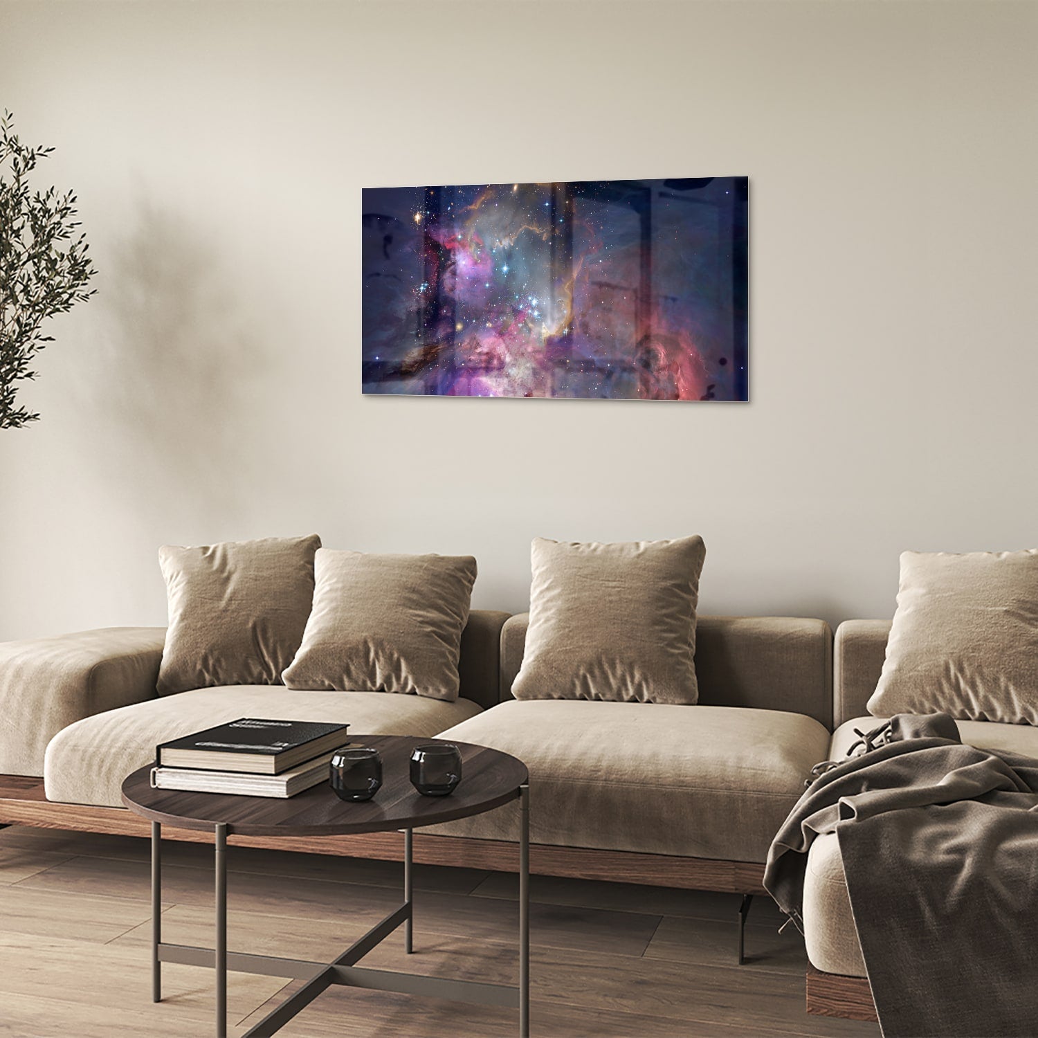 Zauberhaftes Glasbild mit dem Universum – Glasbild aus Sicherheitsglas, Größe 100x60
