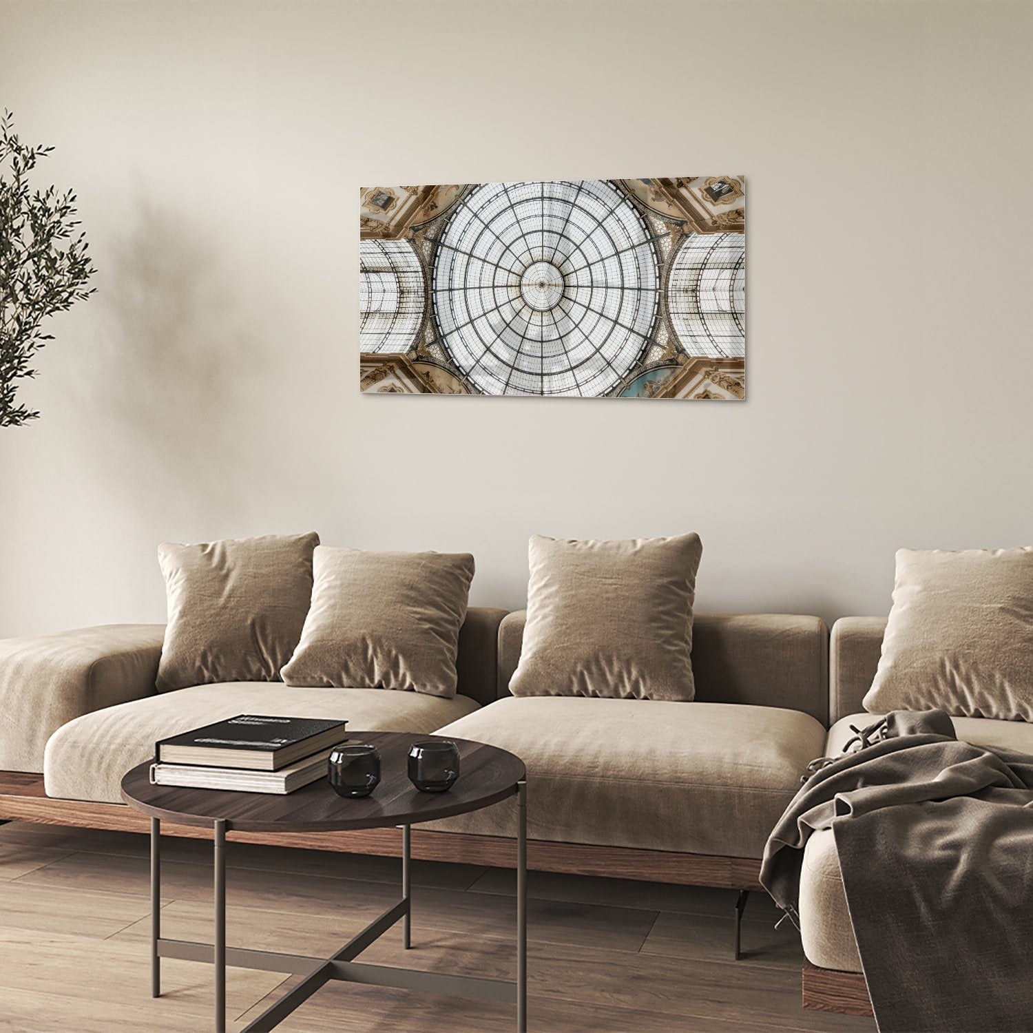 Elegantes Glasbild mit einer kunstvollen Kuppel – Glasbild aus Sicherheitsglas, Größe 100x60