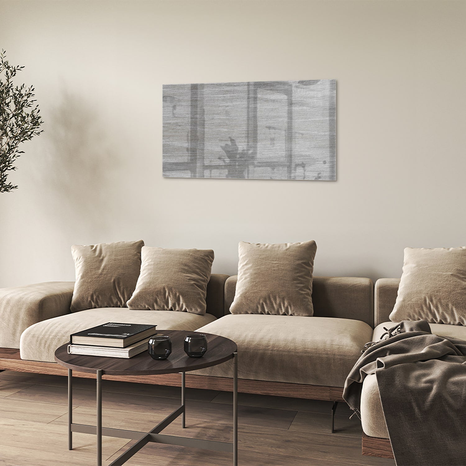 Minimalistisches Glasbild mit rustikalen Akzenten – Glasbild aus Sicherheitsglas, Größe 100x60