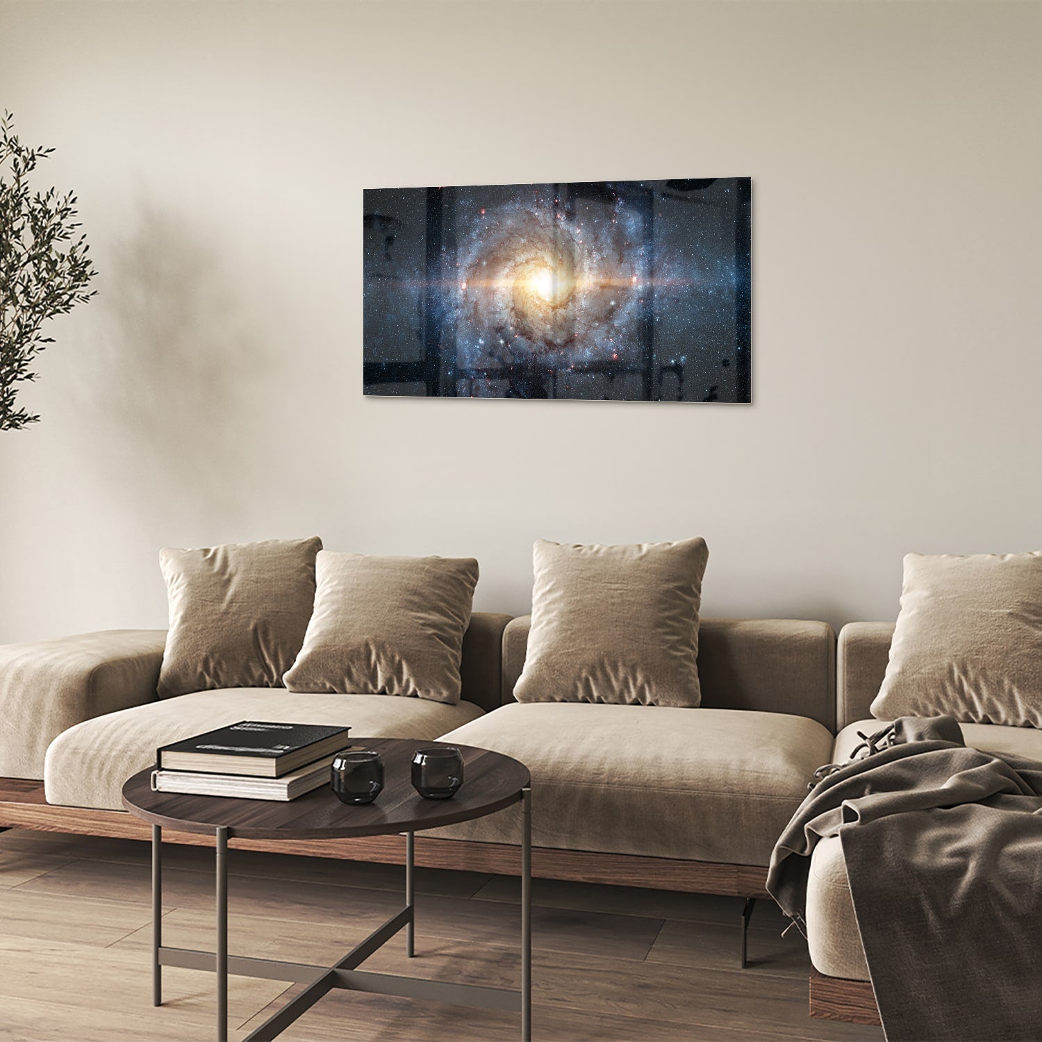 Glasbild mit einer zauberhaften Galaxie – Glasbild aus Sicherheitsglas, Größe 100x60