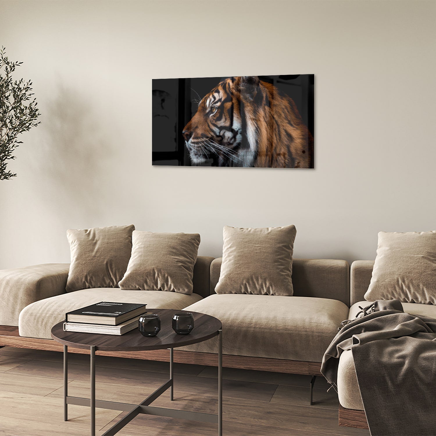 Glasbild mit majestätischen Tigern – Glasbild aus Sicherheitsglas, Größe 100x60