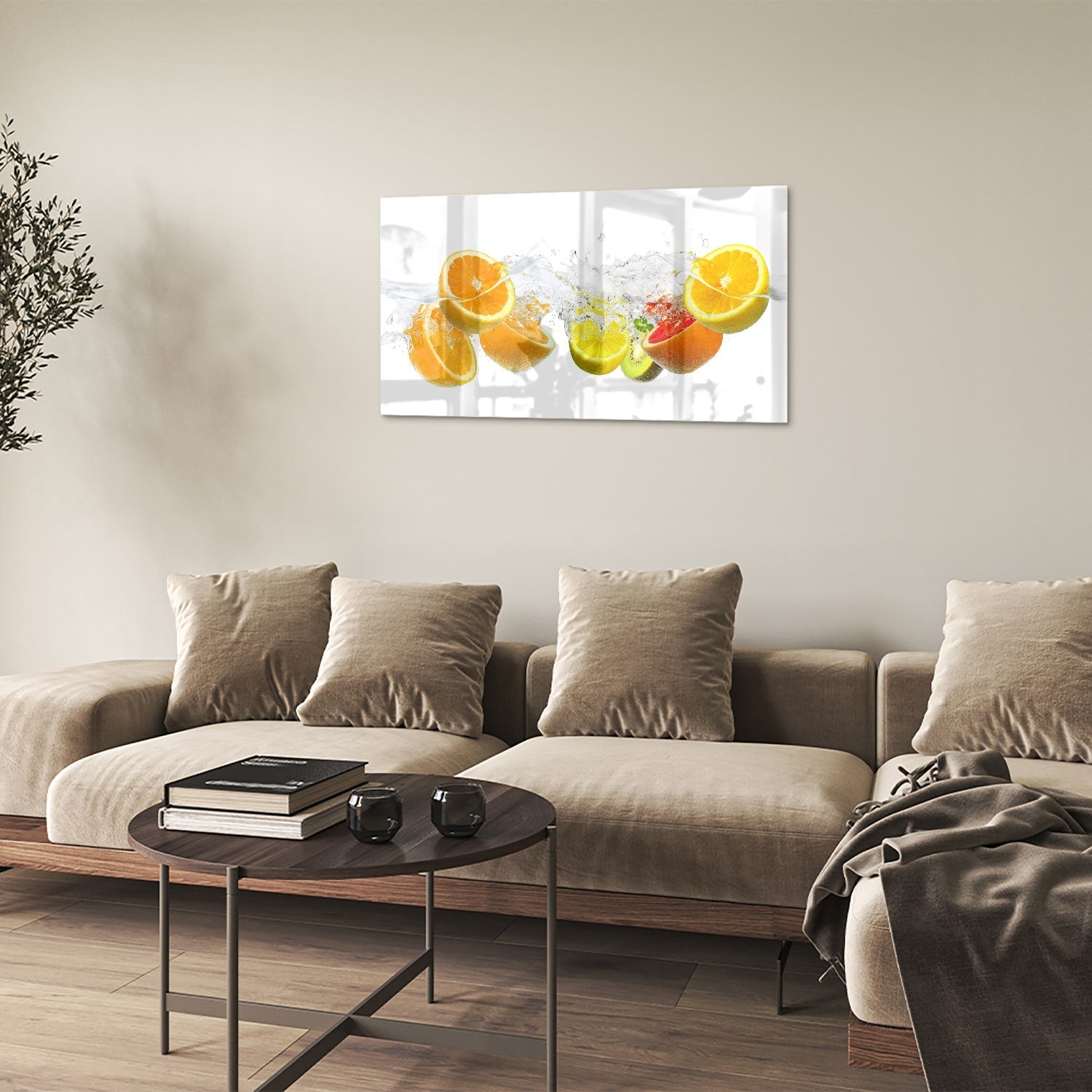 Erfrischendes Glasbild mit Zitrusfrüchten – Glasbild aus Sicherheitsglas, Größe 100x60