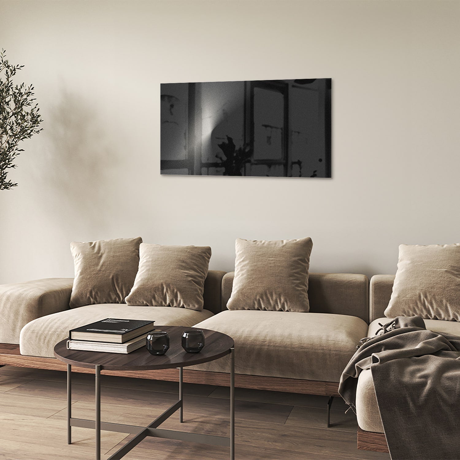 Modernes Glasbild für ein geradliniges Wohnzimmer – Glasbild aus Sicherheitsglas, Größe 100x60
