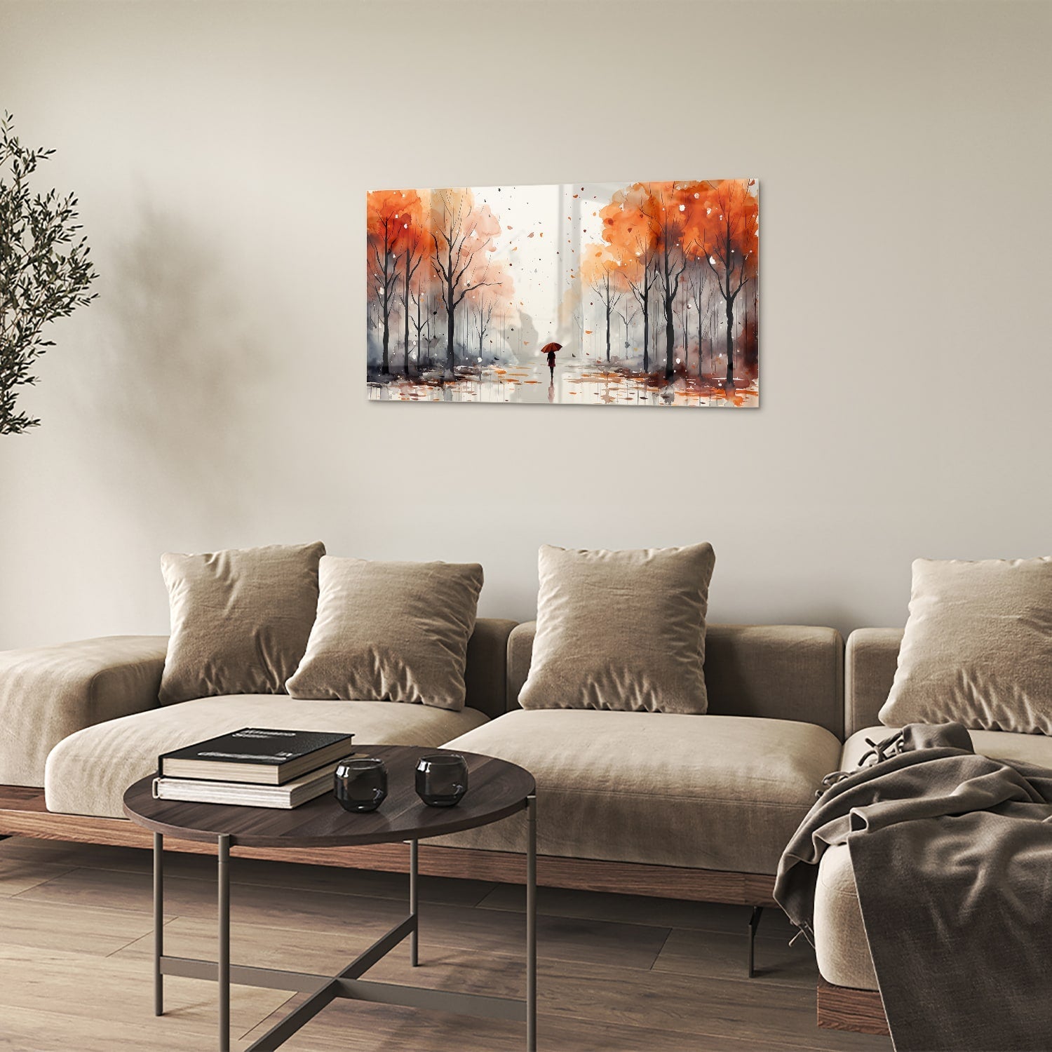 Zauberhaftes Glasbild mit Herbstlandschaft – Glasbild aus Sicherheitsglas, Größe 100x60