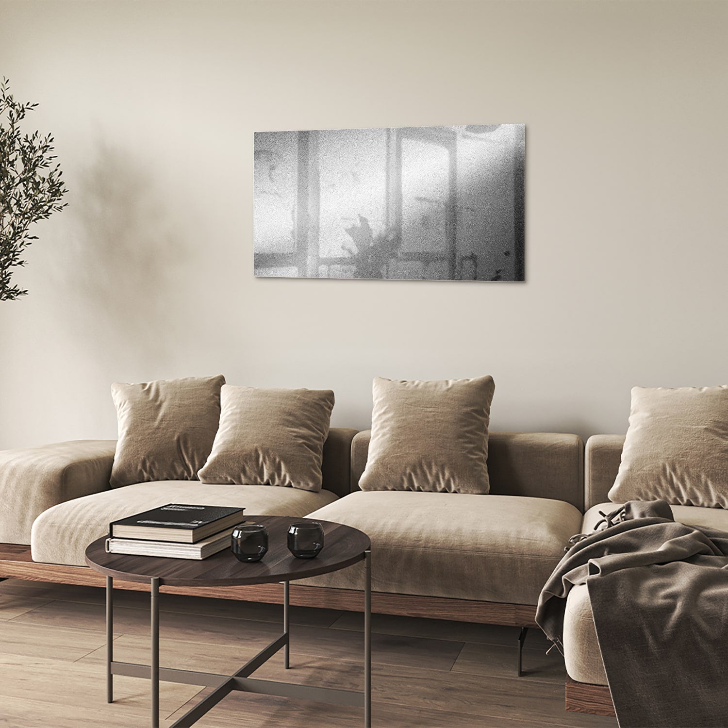 Minimalistisches Glasbild mit Reflexionen – Glasbild aus Sicherheitsglas, Größe 100x60