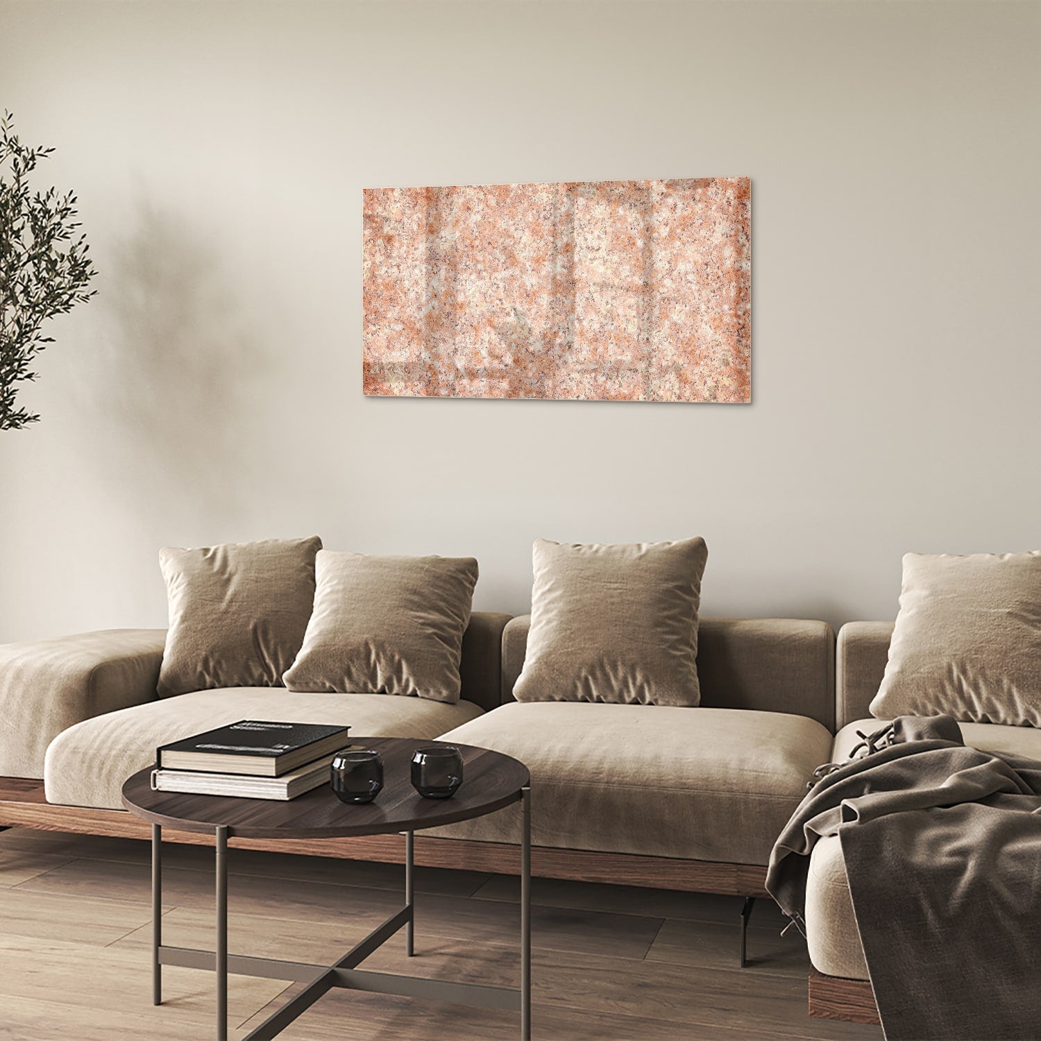 Glasbild in sanftem Rosa und Gold – Glasbild aus Sicherheitsglas, Größe 100x60