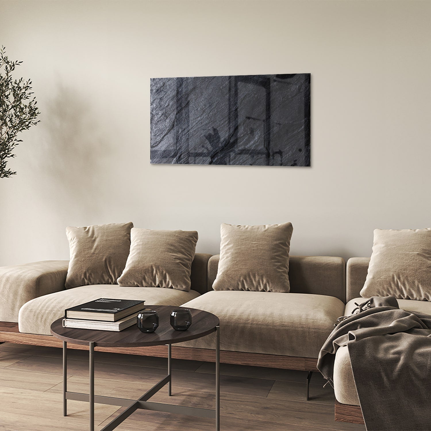 Stilvolles Glasbild mit abstrakter Schwarz-Weiß-Textur – Glasbild aus Sicherheitsglas, Größe 100x60