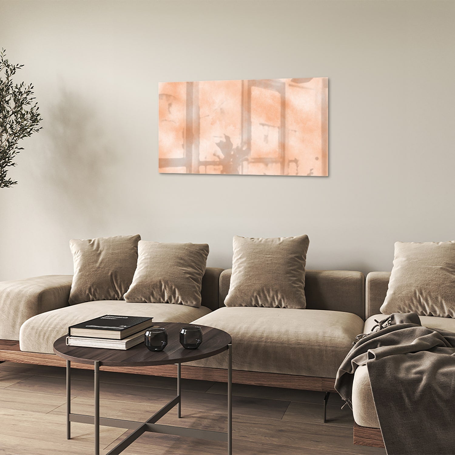 Glasbild in warmen Farbtönen für ein elegantes Interieur – Glasbild aus Sicherheitsglas, Größe 100x60