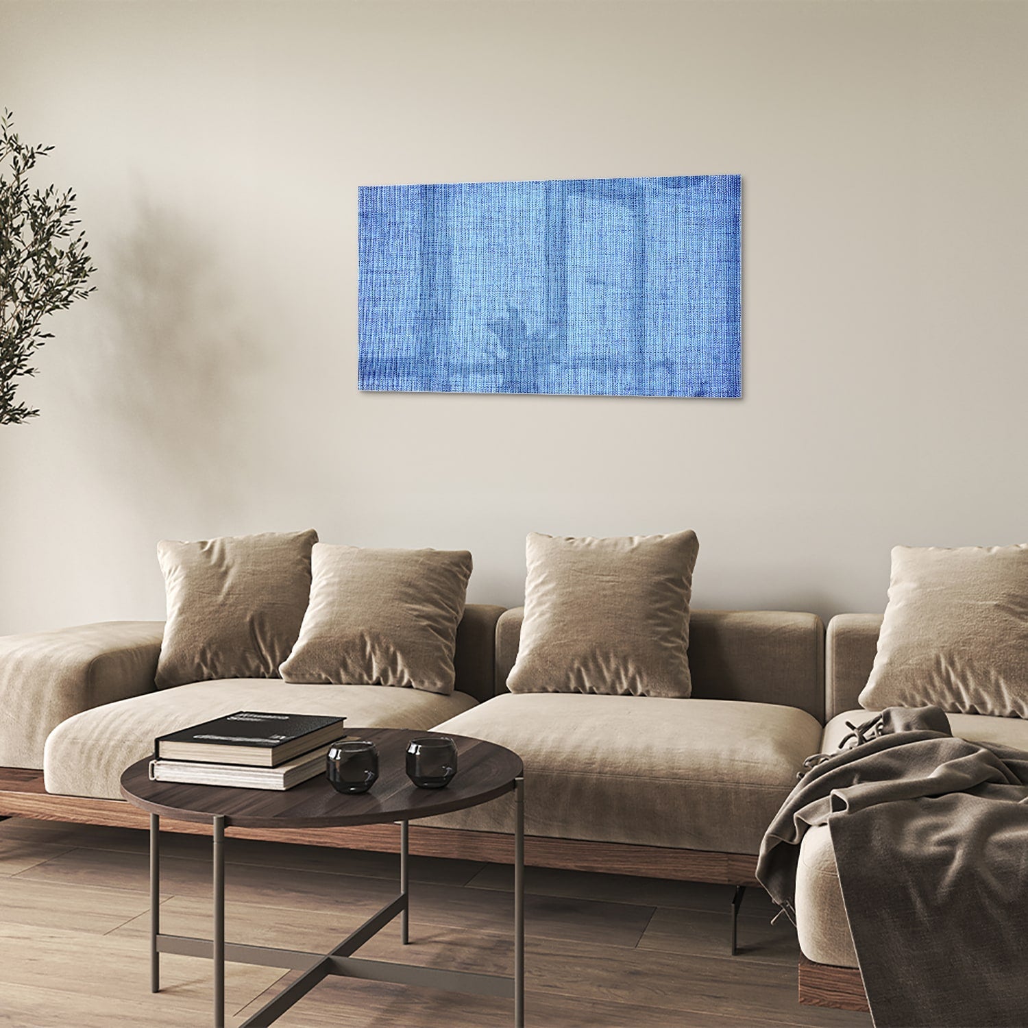 Elegantes blaues Glasbild für moderne Innenräume – Glasbild aus Sicherheitsglas, Größe 100x60