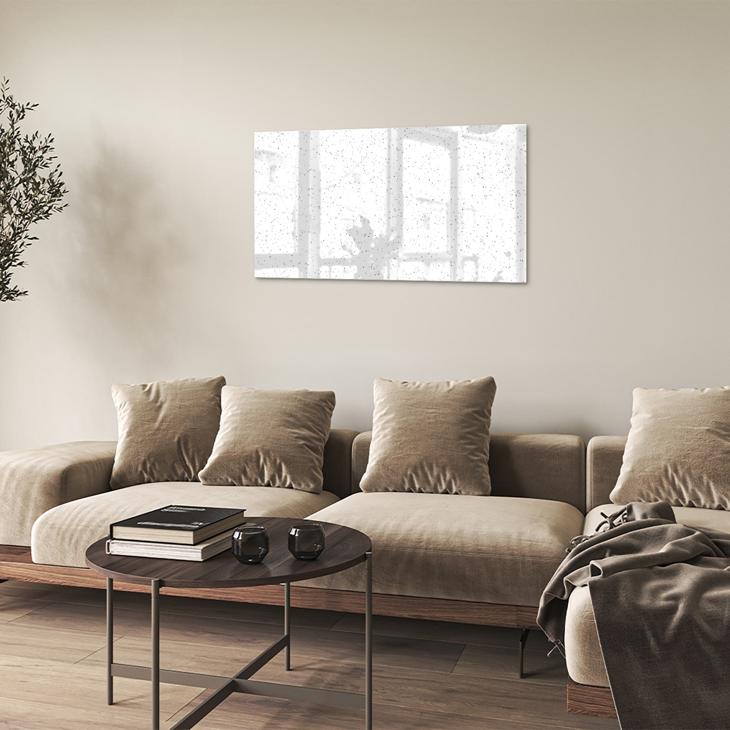 Modernes Glasbild mit dezenten Sprenkeln – Glasbild aus Sicherheitsglas, Größe 100x60